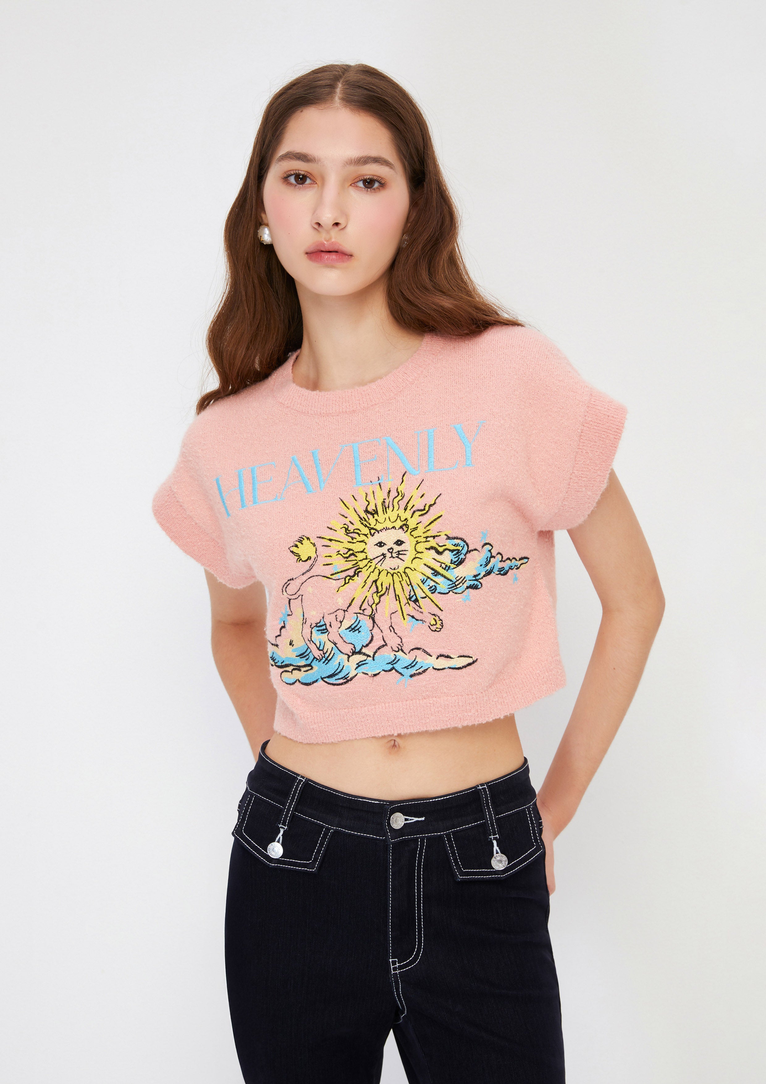 Embroidery Knitted Top Ace Of Shadow