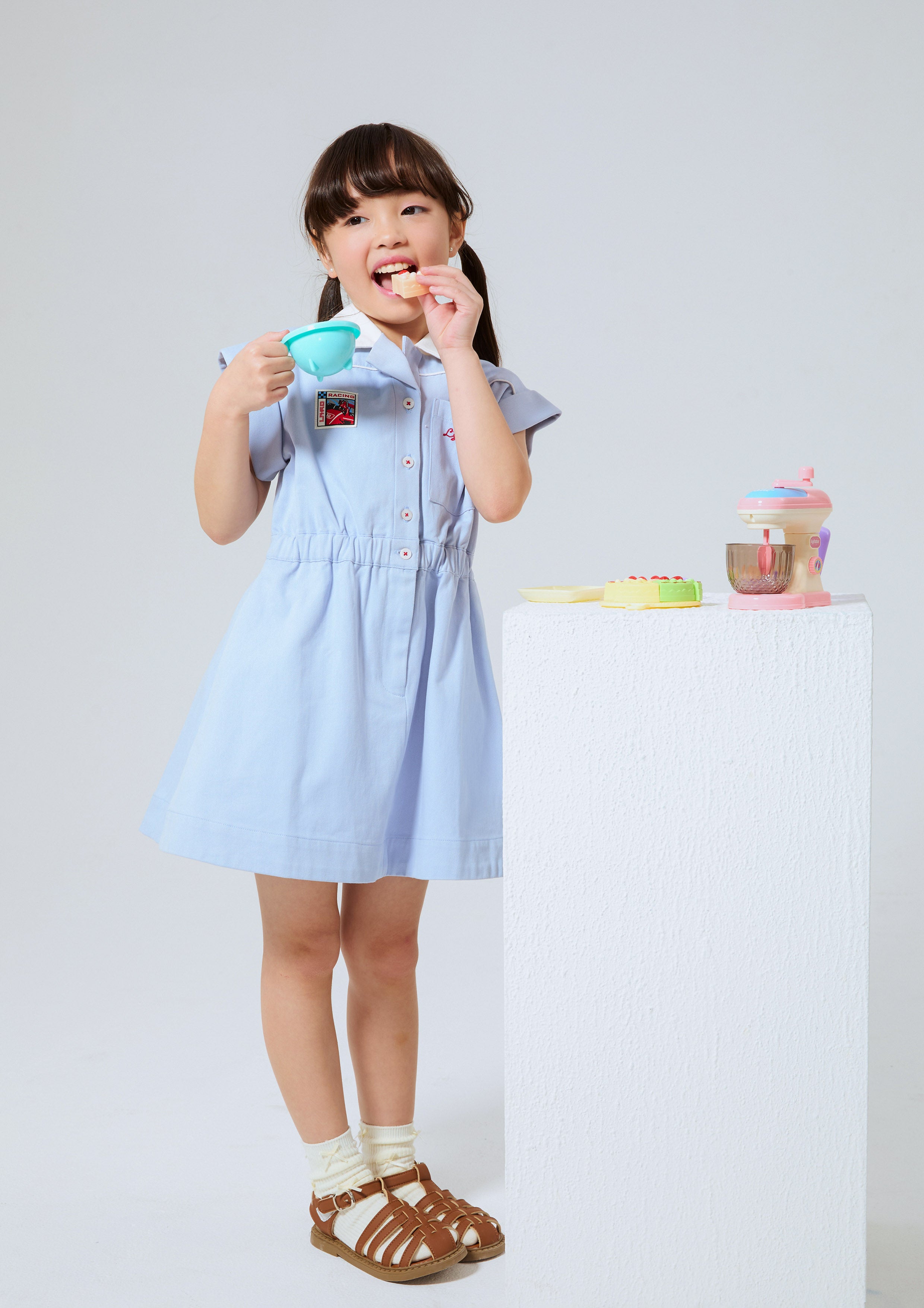 เดรสสั้นปักโลโก้ สำหรับเด็กผู้หญิง คอลเลกชัน Speed Voyard