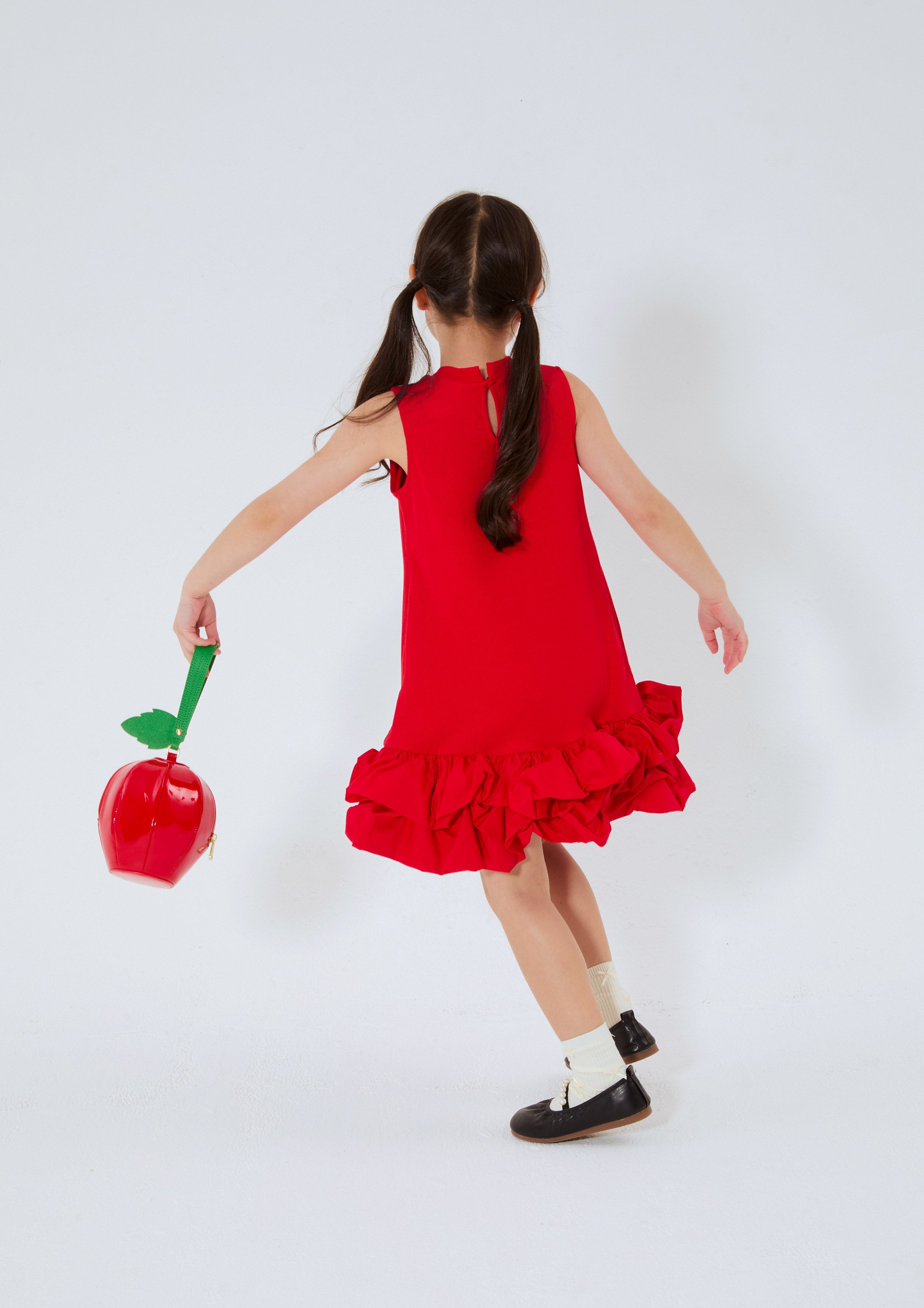 เดรสสั้นกระโปรงระบายรัฟเฟิลปักลาย สำหรับเด็กผู้หญิง คอลเลกชัน Rouge Luck