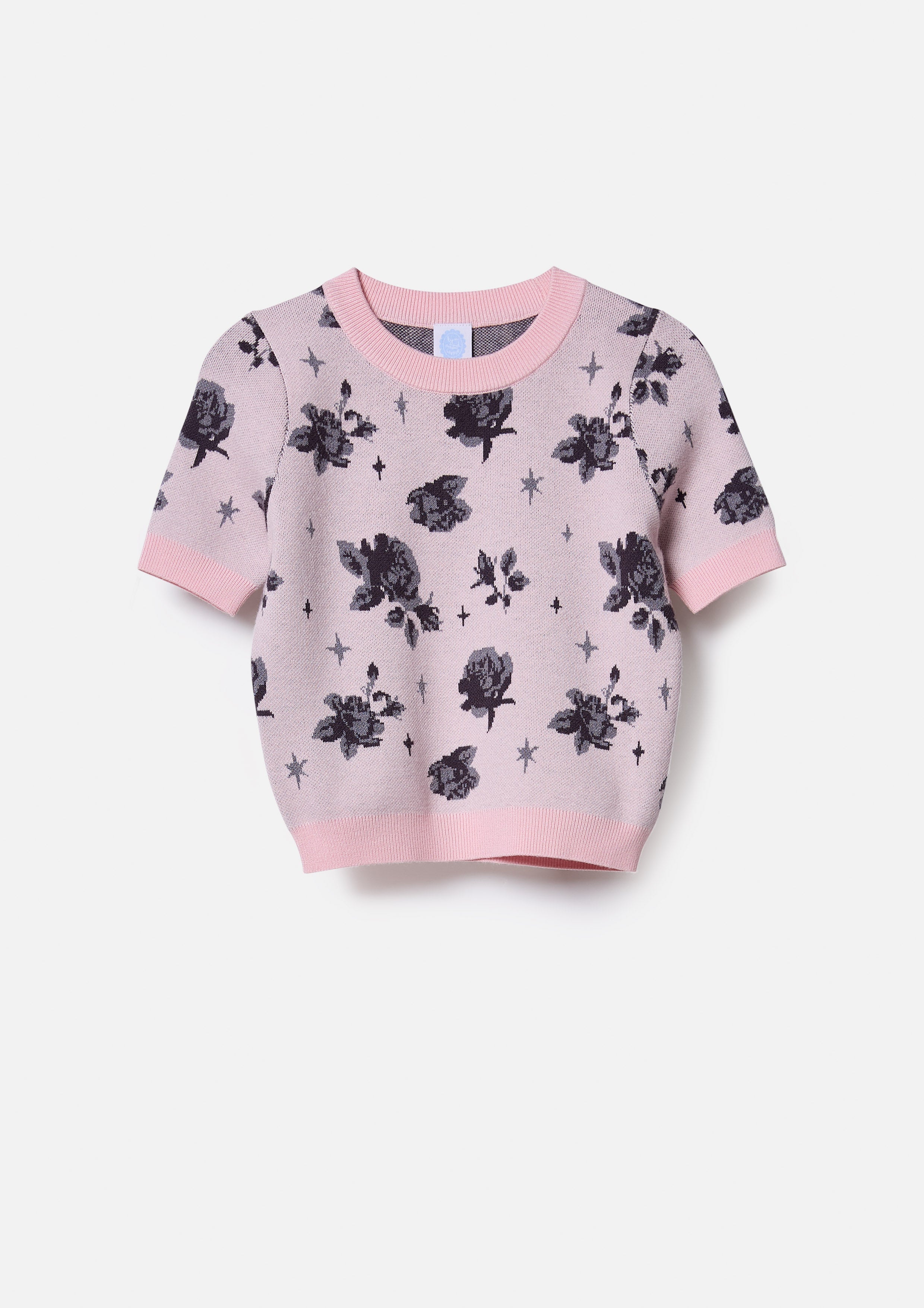 เสื้อนิตแขนสั้นลายดอกกุหลาบ สำหรับเด็กผู้หญิง คอลเลกชัน Rodeo Rose