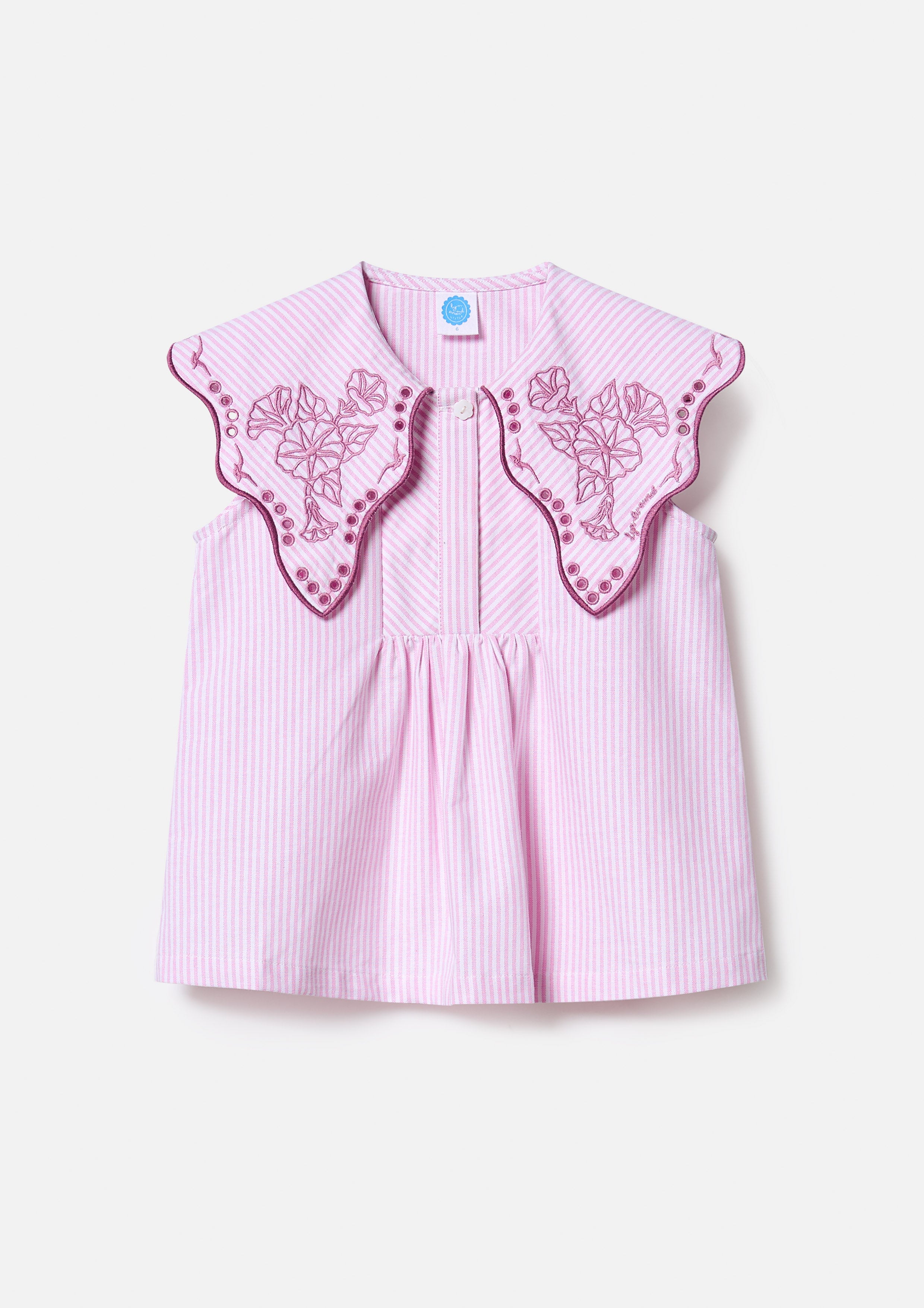 Floral Stripe Oversized Collar Mini Dress Cruise to the Full Bloom