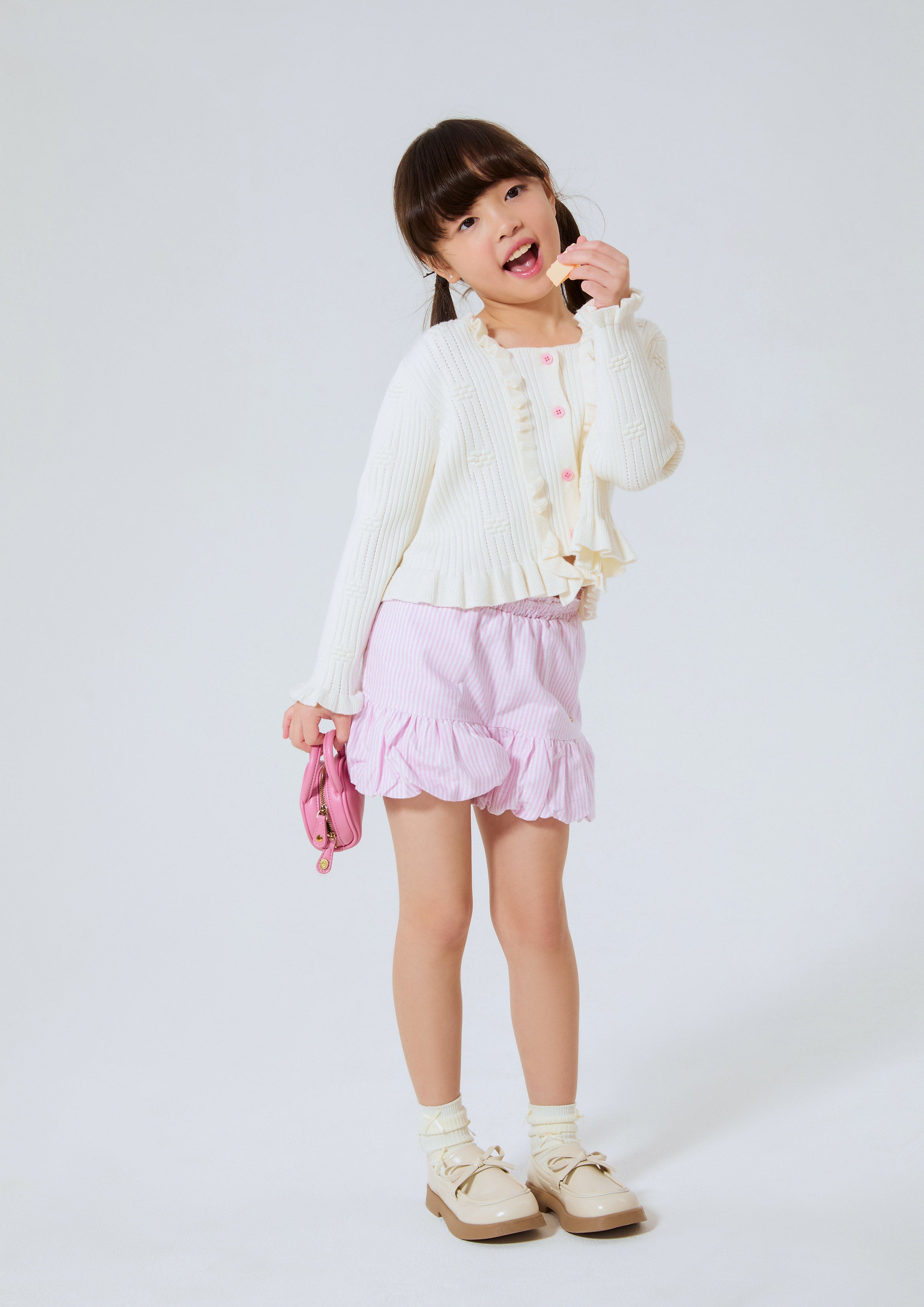 คาร์ดิแกนแขนยาวแต่งระบาย สำหรับเด็กผู้หญิง คอลเลกชัน Like a Virgin