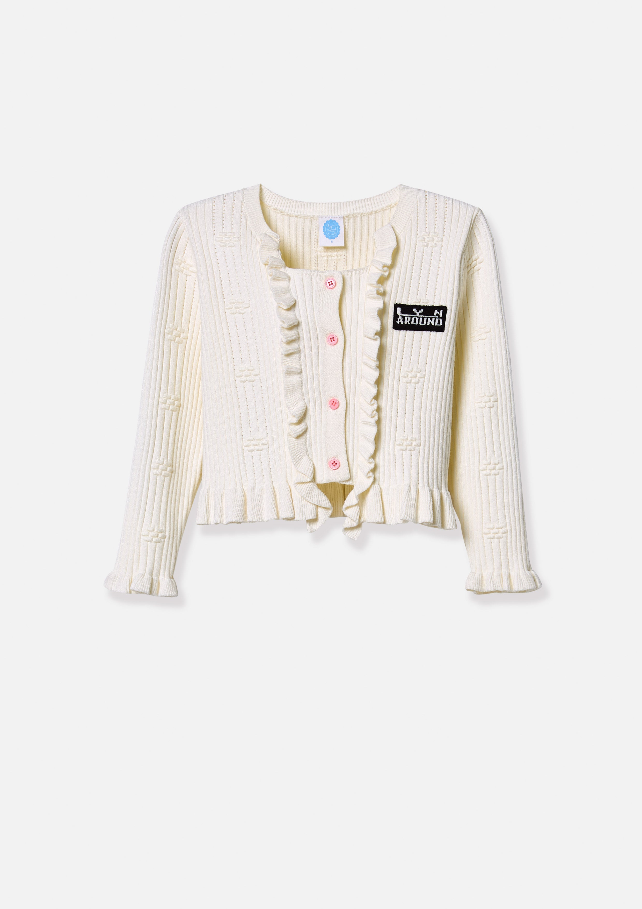 คาร์ดิแกนแขนยาวแต่งระบาย สำหรับเด็กผู้หญิง คอลเลกชัน Like a Virgin