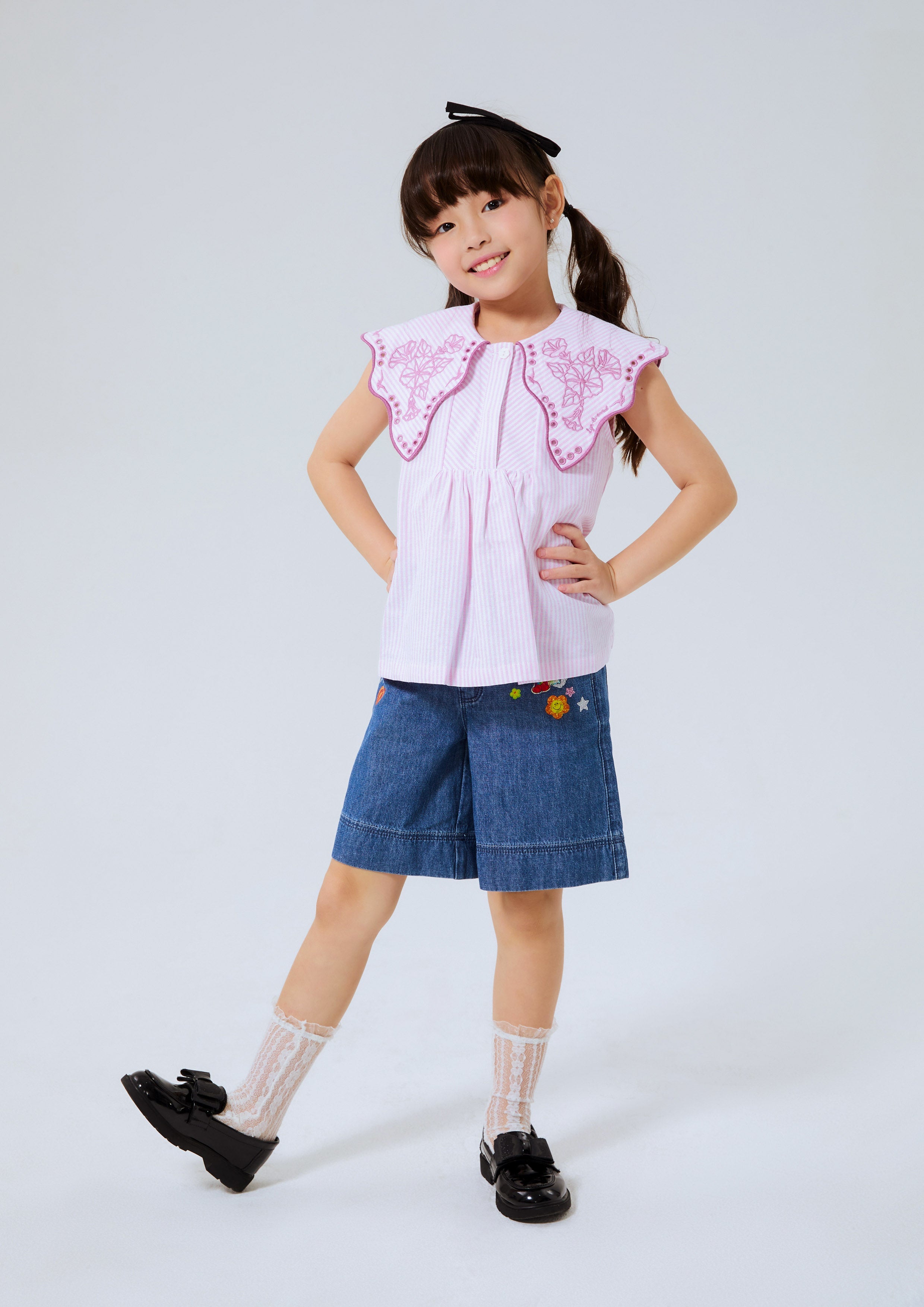 กางเกงขาสั้นเดนิมปักลาย สำหรับเด็กผู้หญิง คอลเลกชัน Like a Virgin