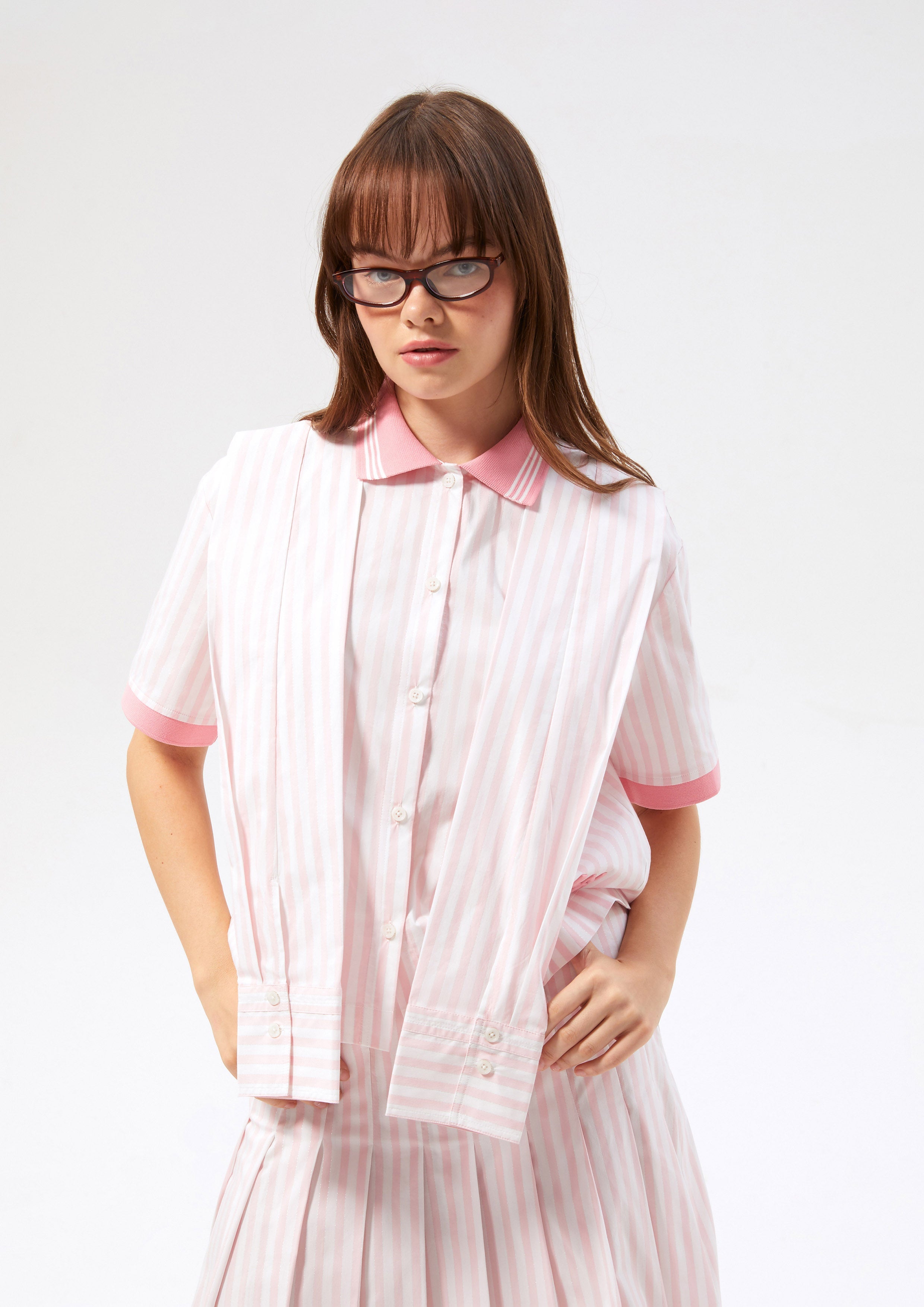 Stripe Layered Short Sleeve Shirt Speed Voyard