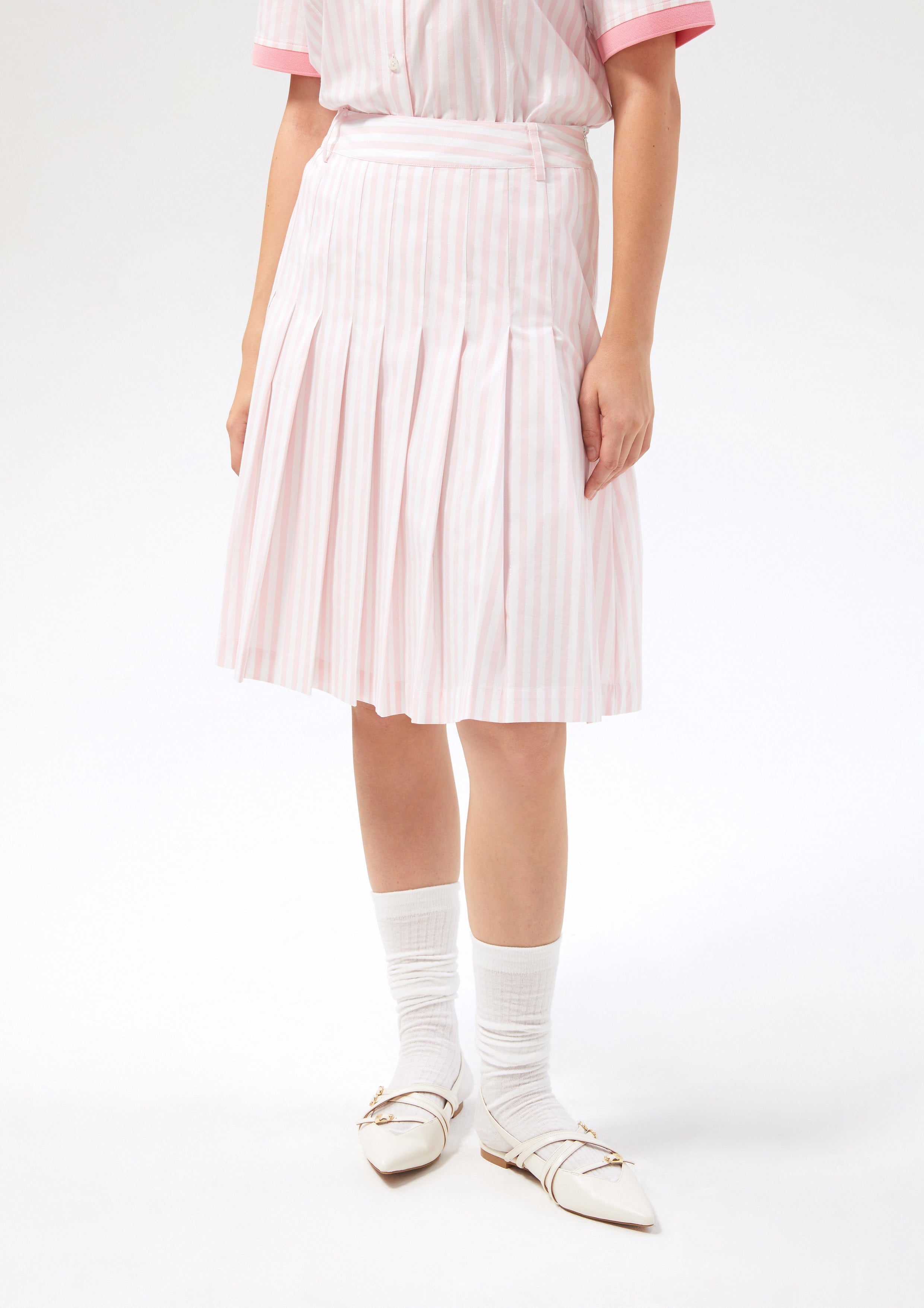 Stripe Midi Pleated Skirt Speed Voyard