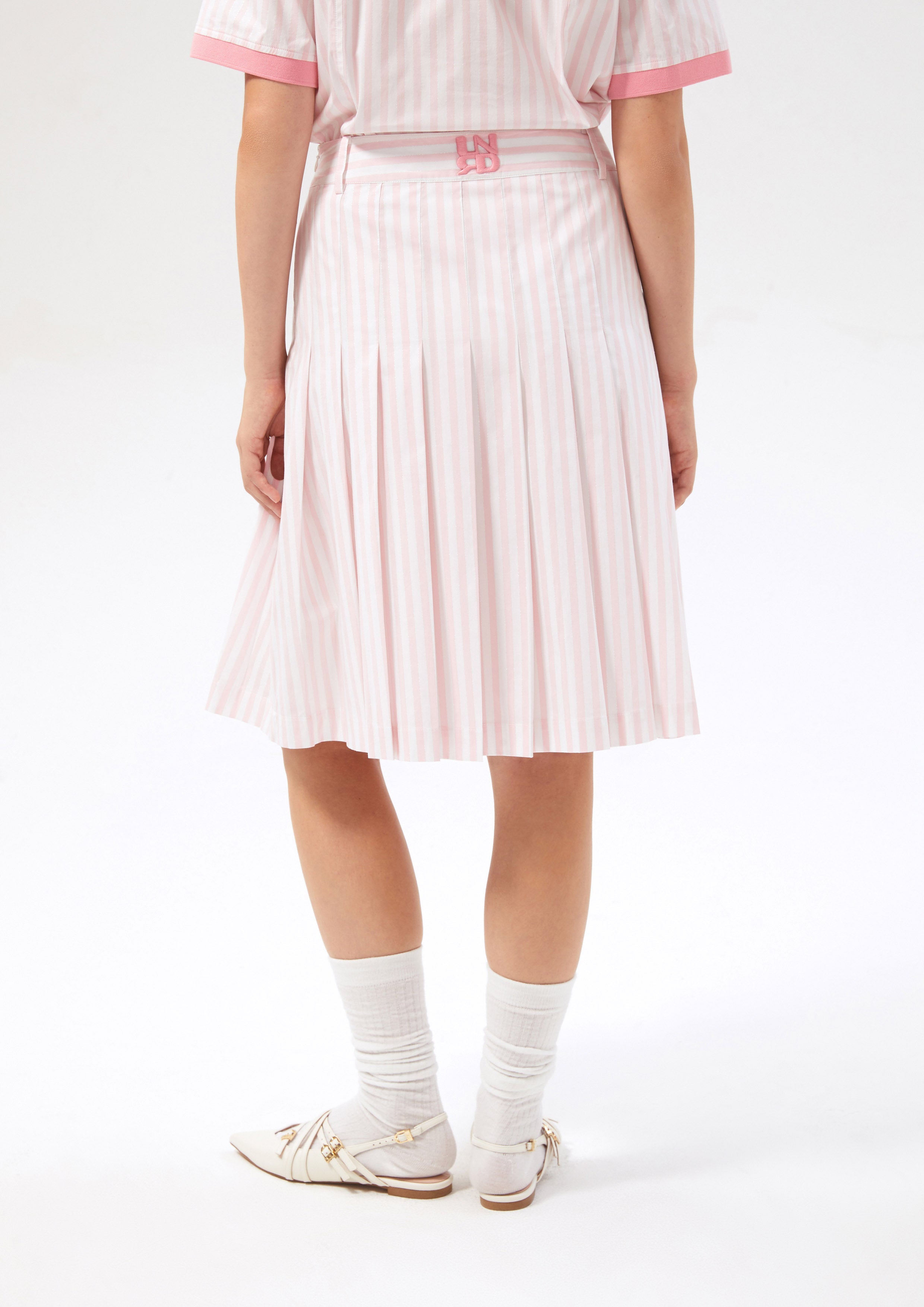 Stripe Midi Pleated Skirt Speed Voyard