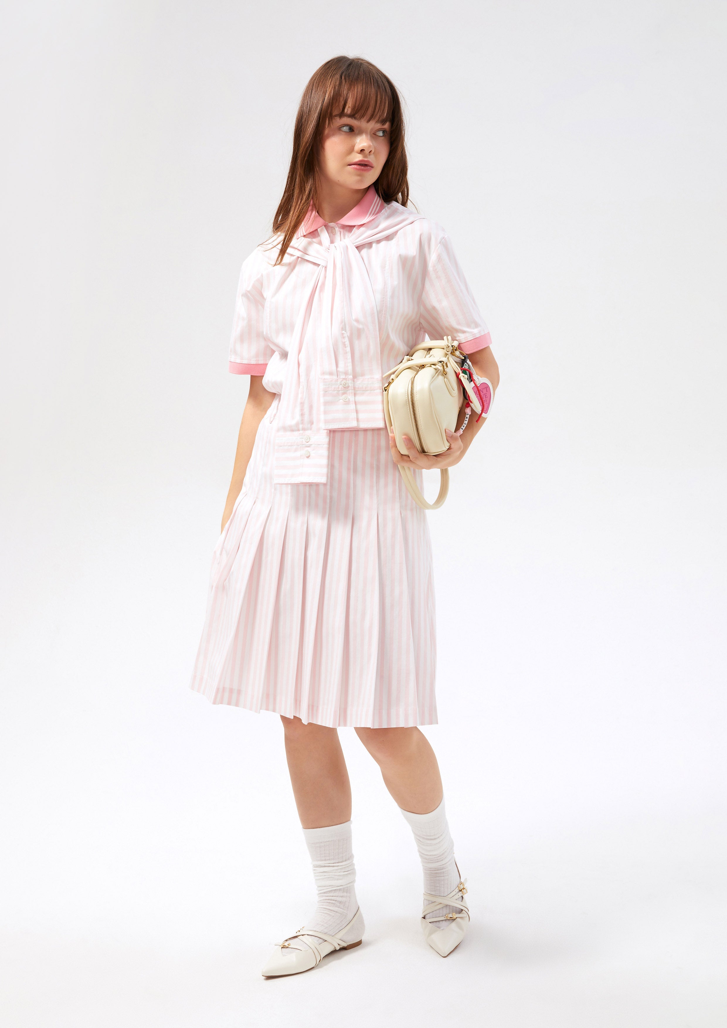 Stripe Midi Pleated Skirt Speed Voyard