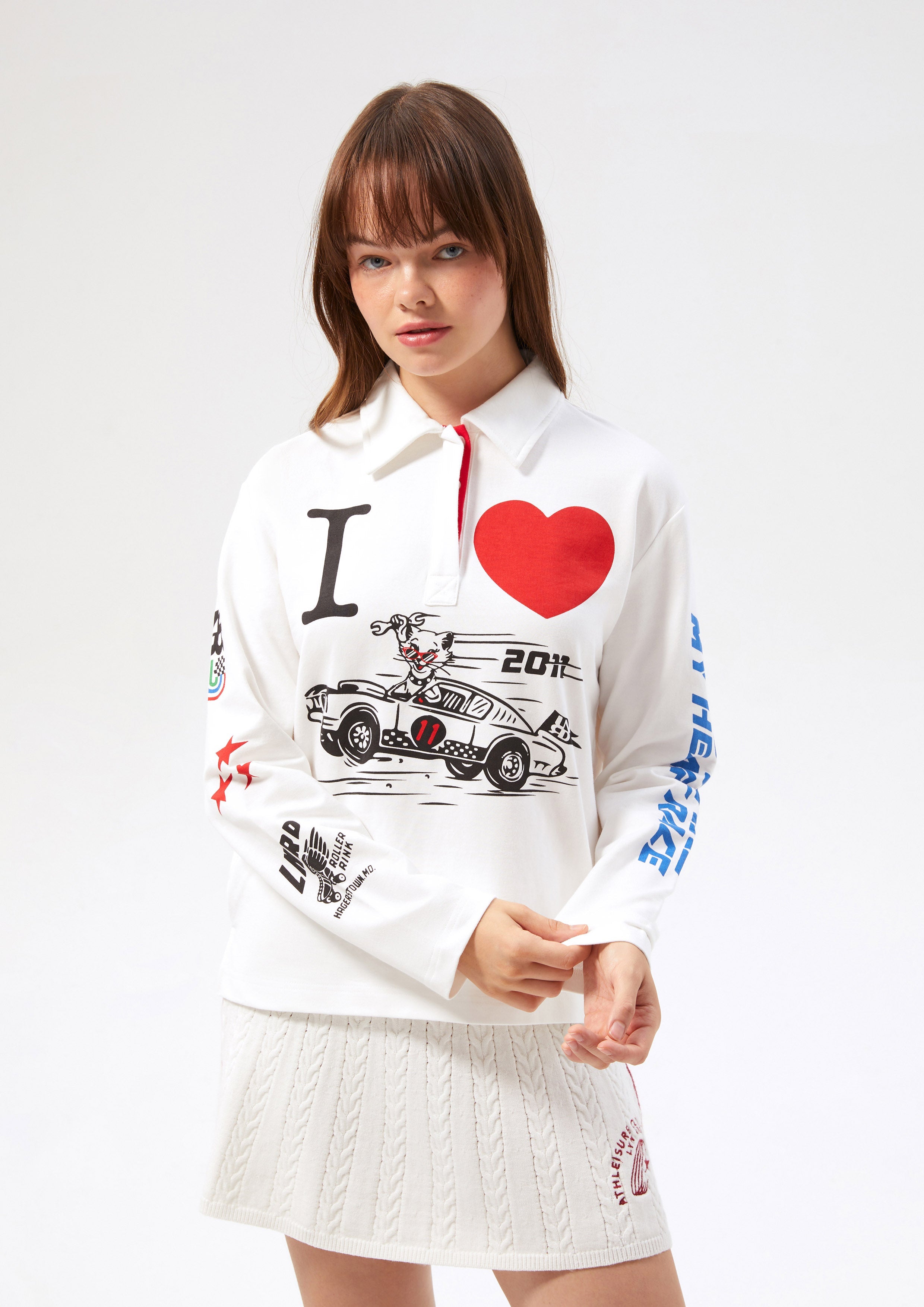 เสื้อโปโลแขนยาวพิมพ์ลายกราฟฟิค คอลเลกชัน Speed Voyard