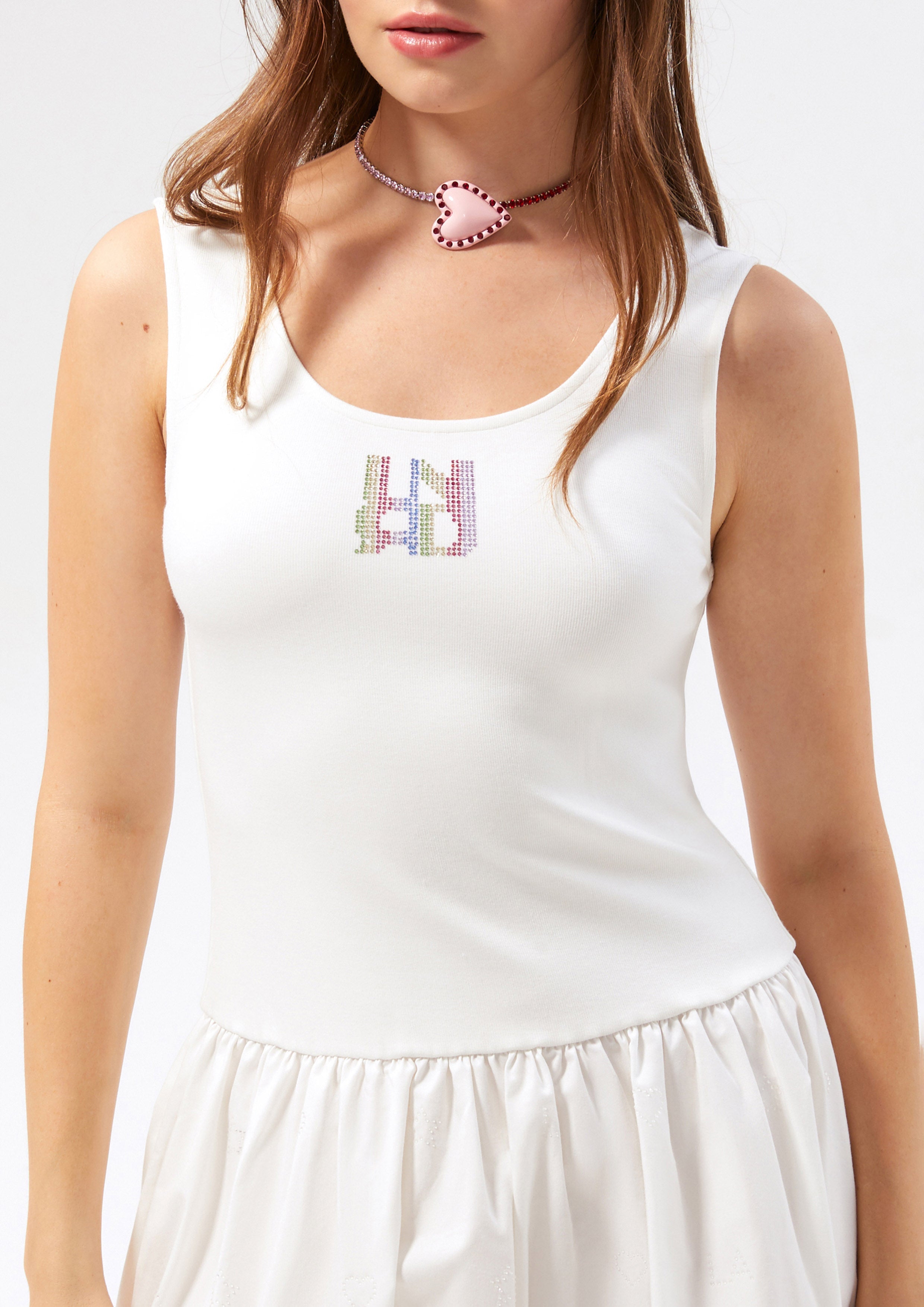 Crystal Logo Puff Skirt Midi Dress Neon Dreams