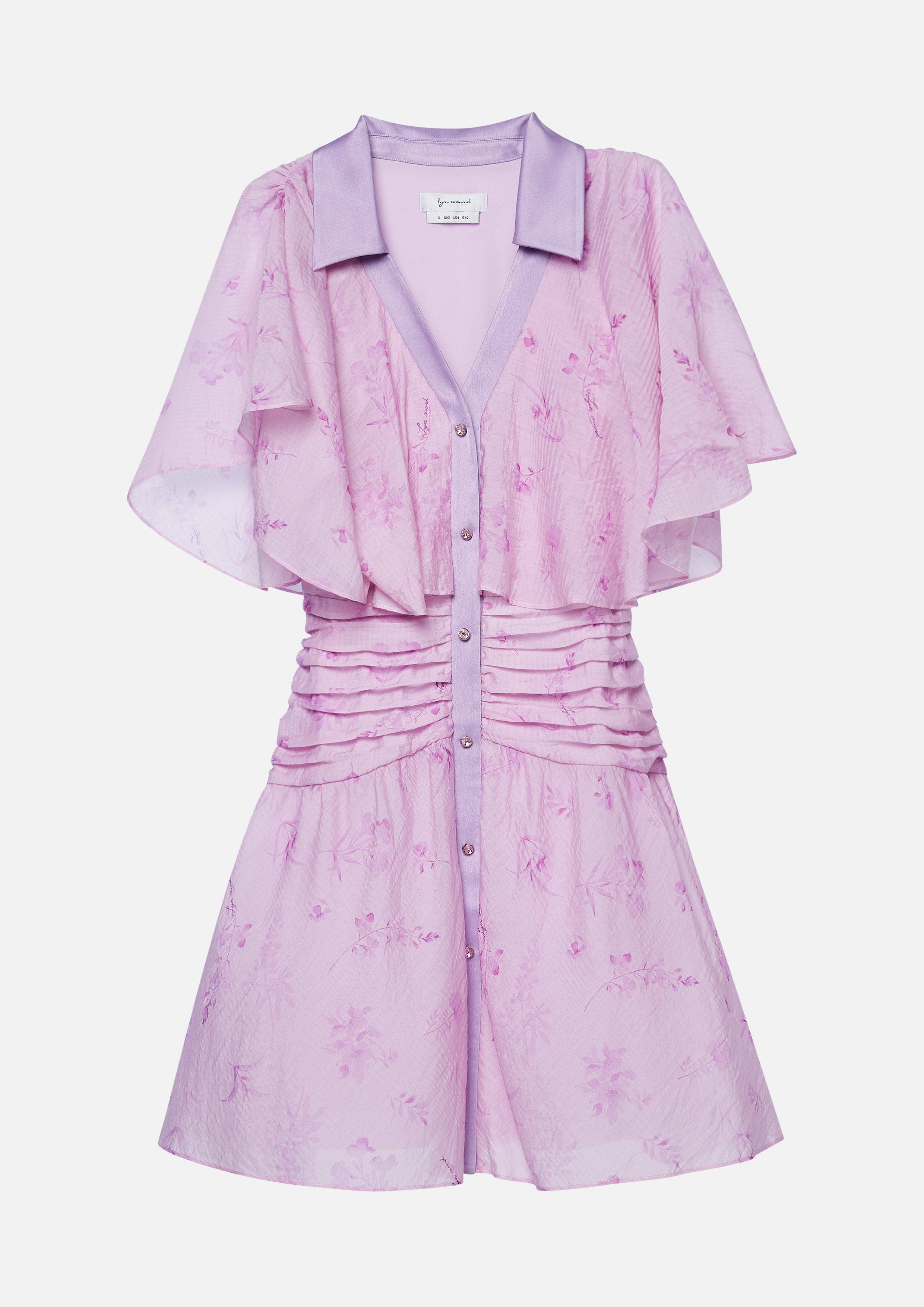 Print Cinched Pleated Waist Mini Dress Rodeo Rose