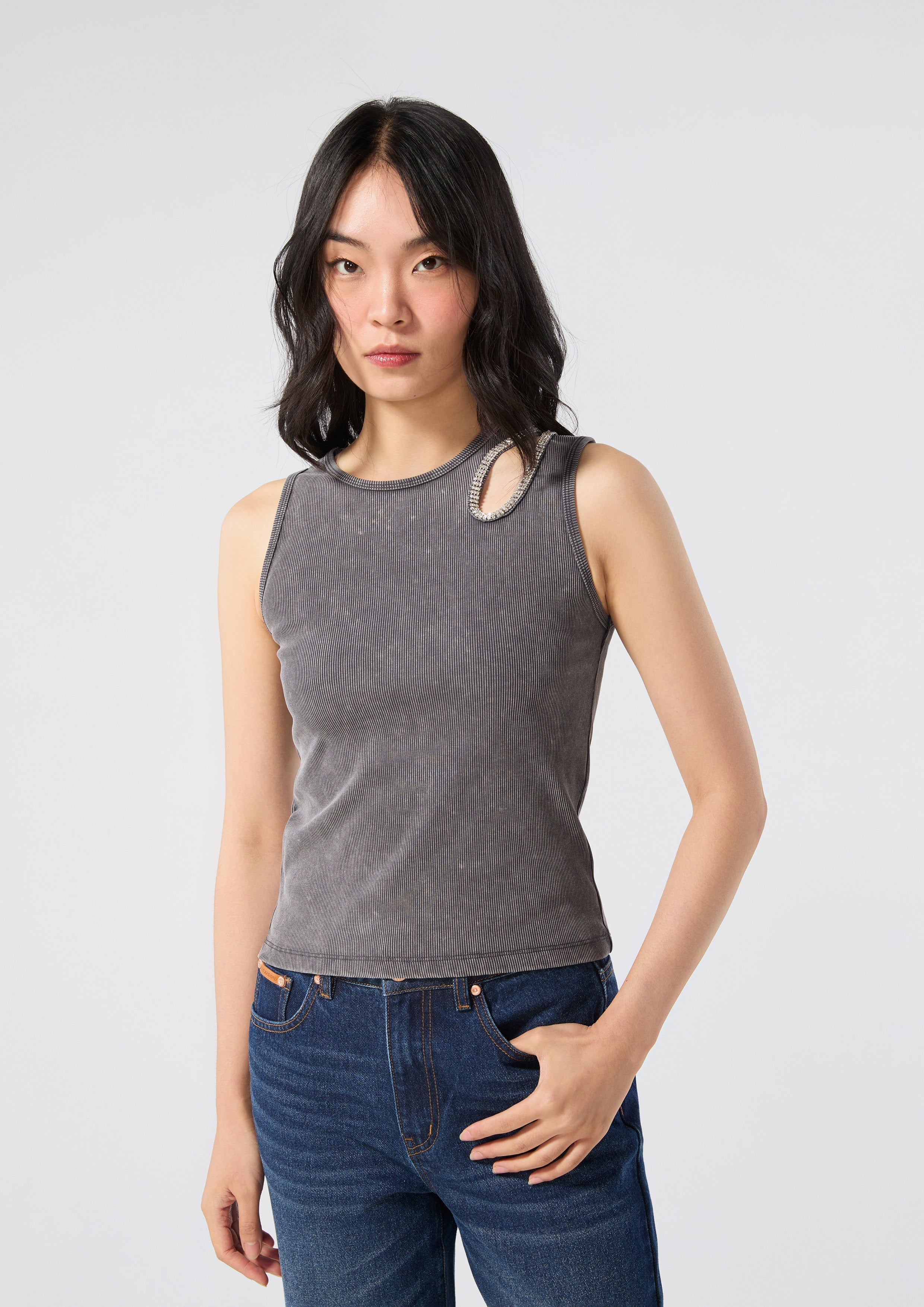 Crystal Embellished Tank Top Neon Dreams