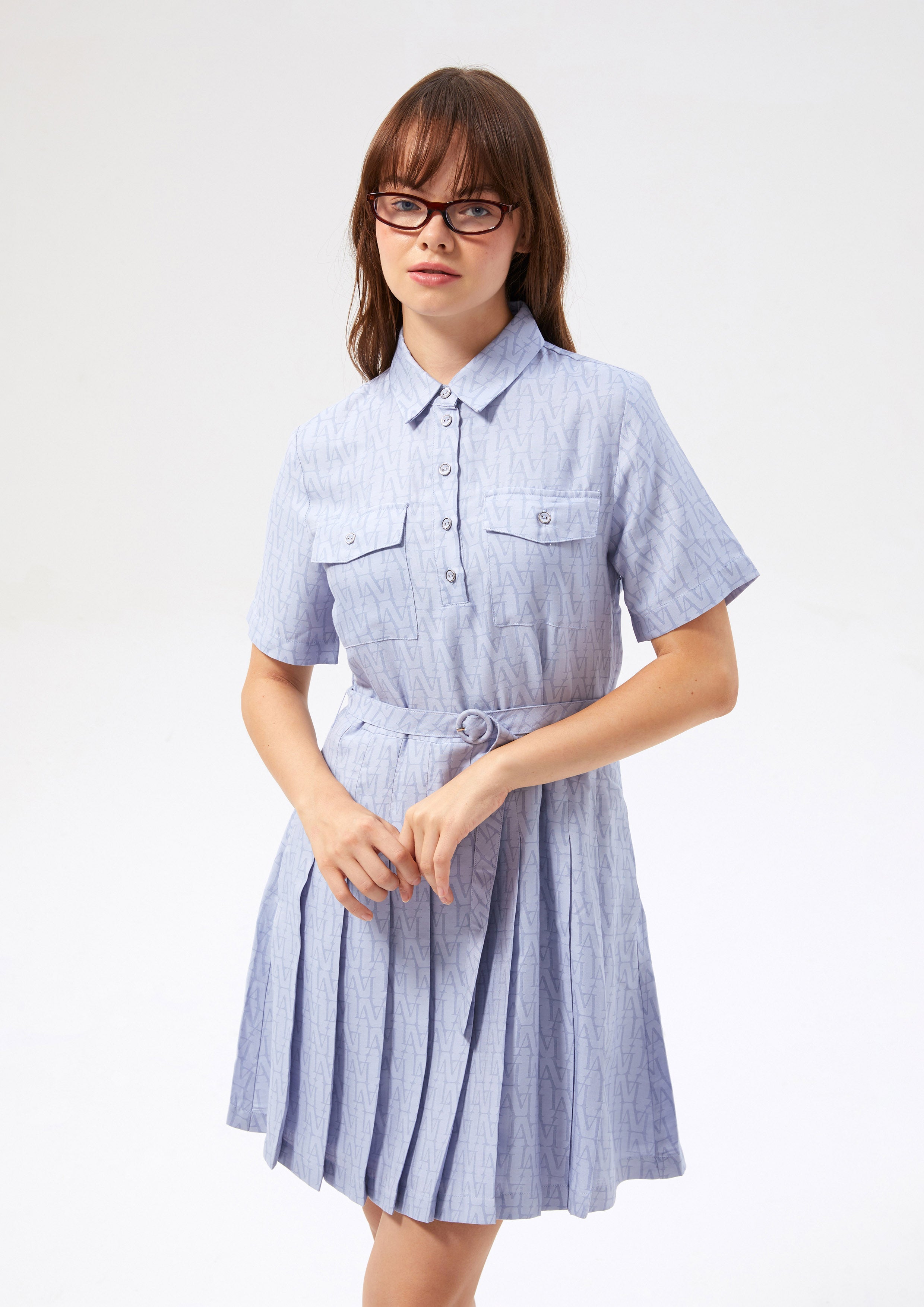 Logo Print Pleated Skirt Mini Dress Miracle Voyard