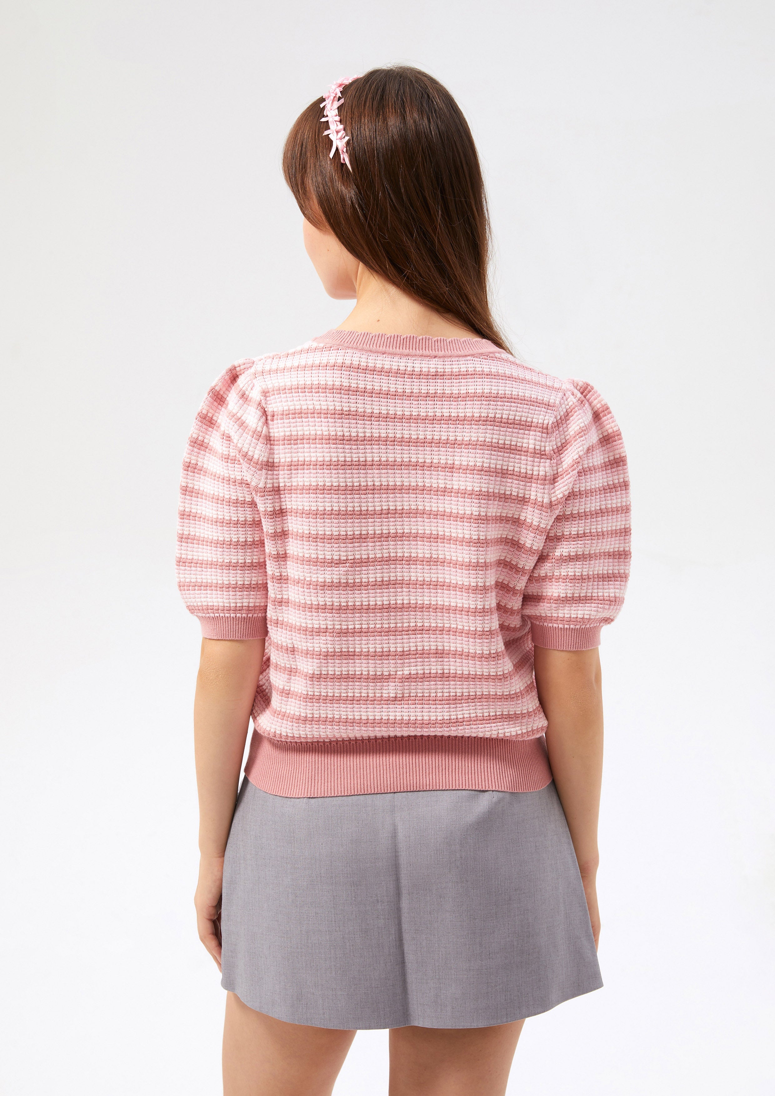 Floral Embellished Strip Knitted Top Neon Dreams