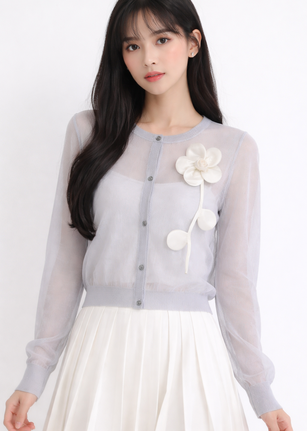 Floral Embellished Sheer Cardigan Neon Dreams