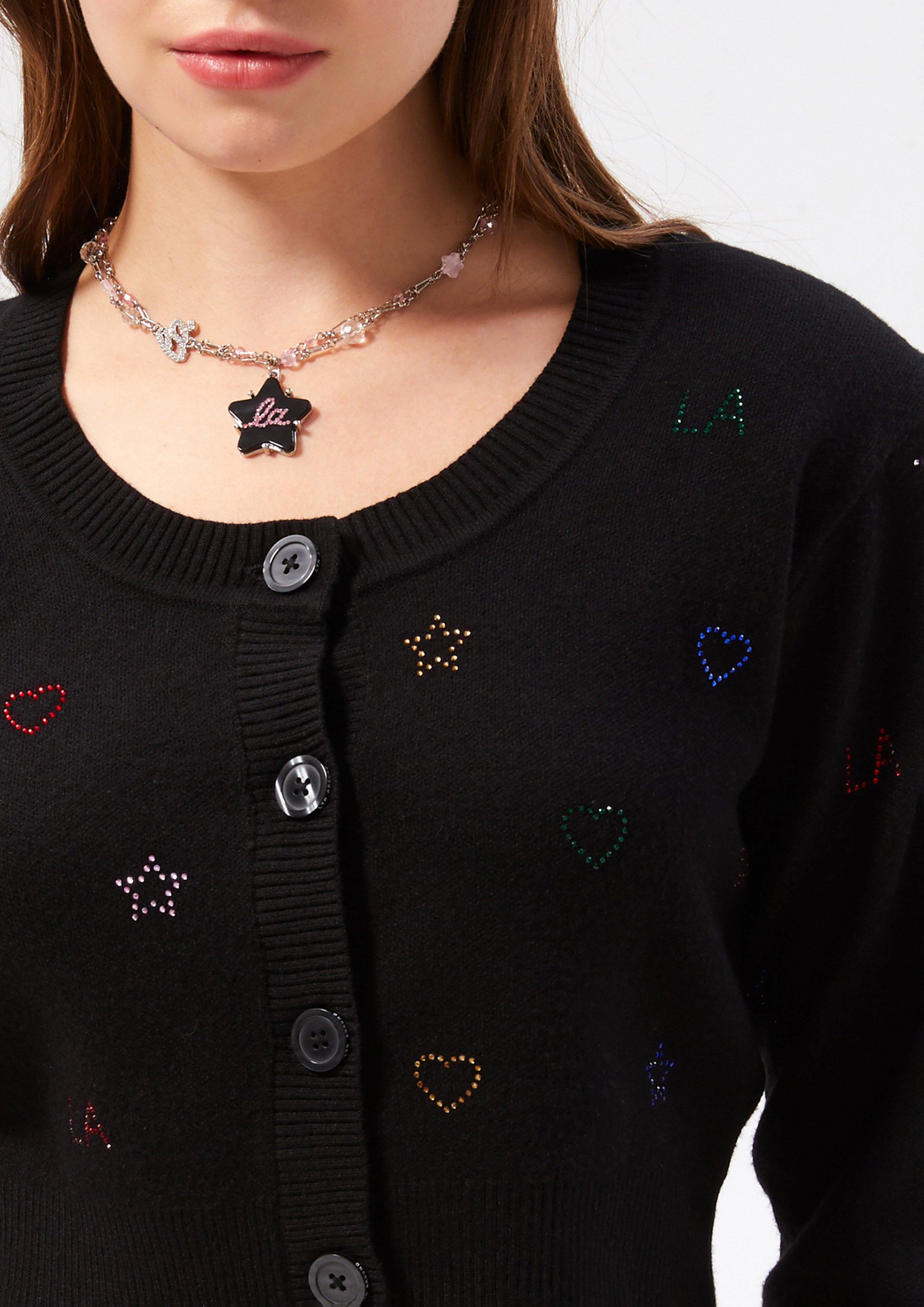 เสื้อคาร์ดิแกนครอปแต่งคริสตัล คอลเลกชัน Neon Dreams