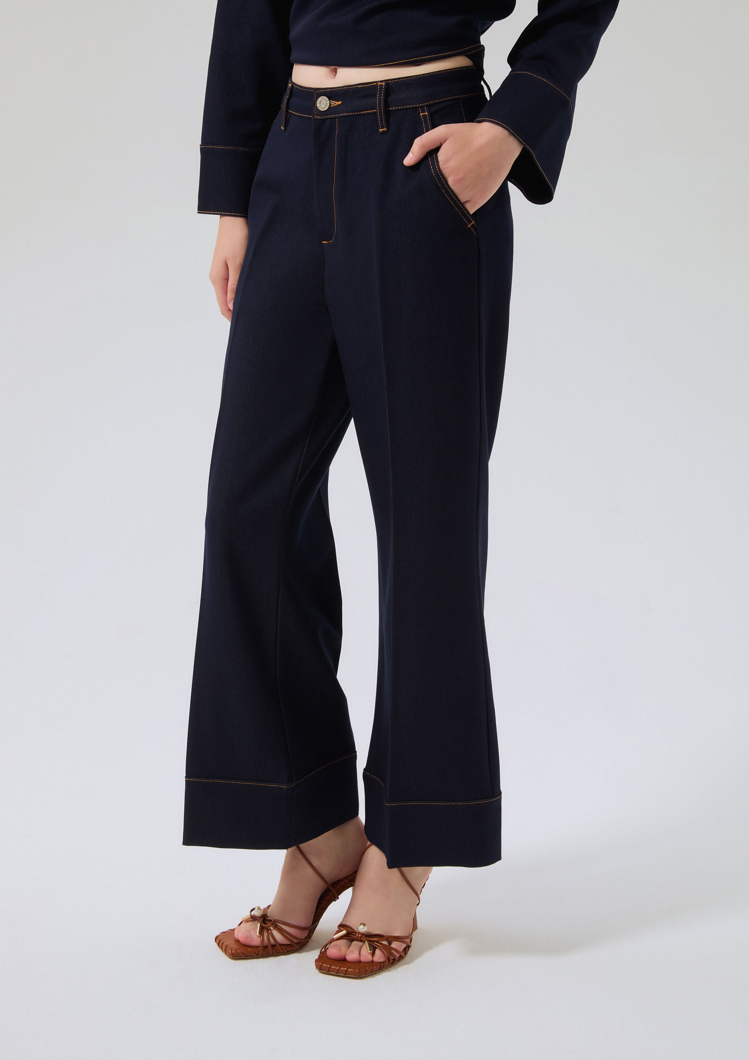 Contrast Stitching Denim Pants Miracle Voyard