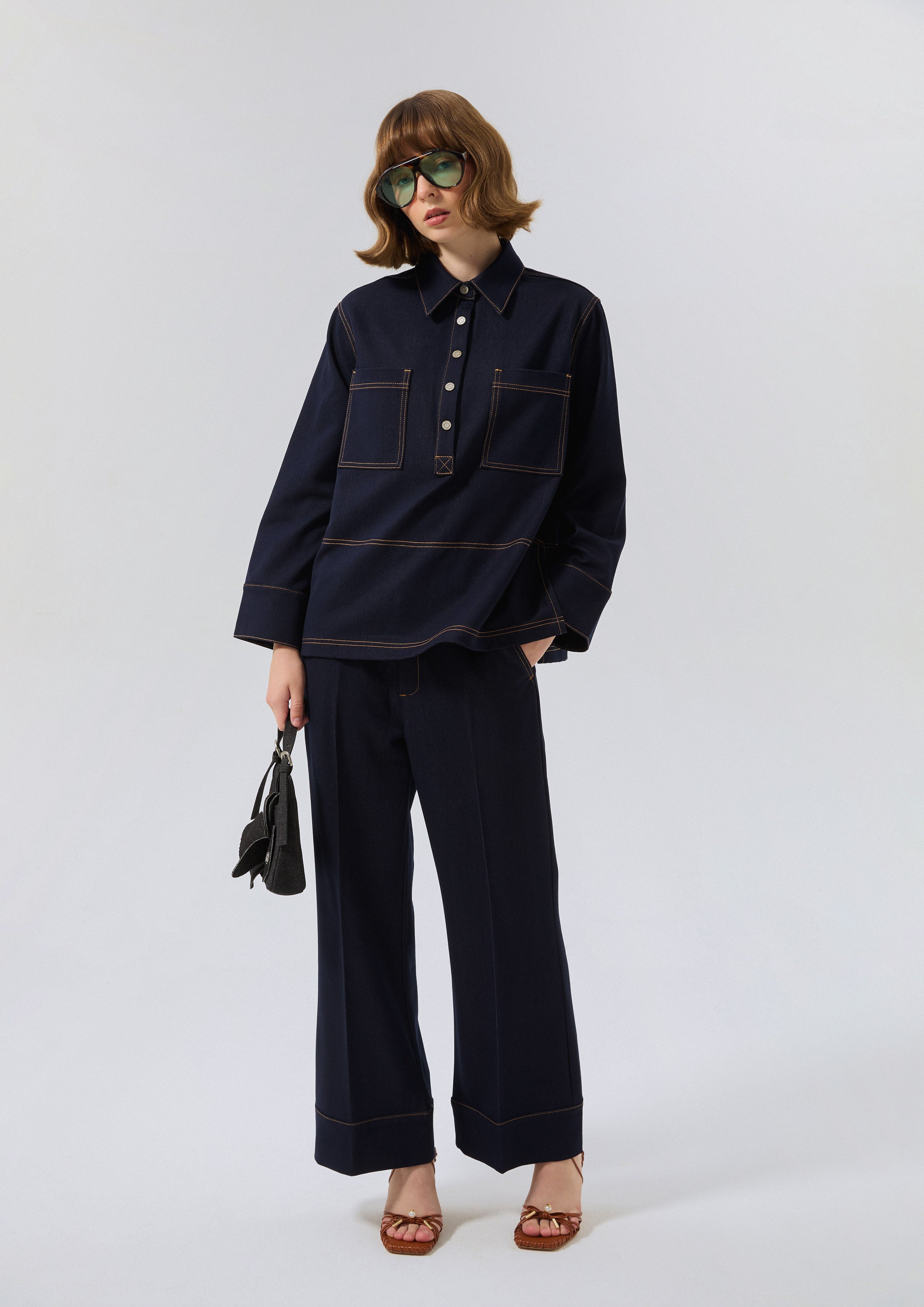 Contrast Stitching Denim Pants Miracle Voyard