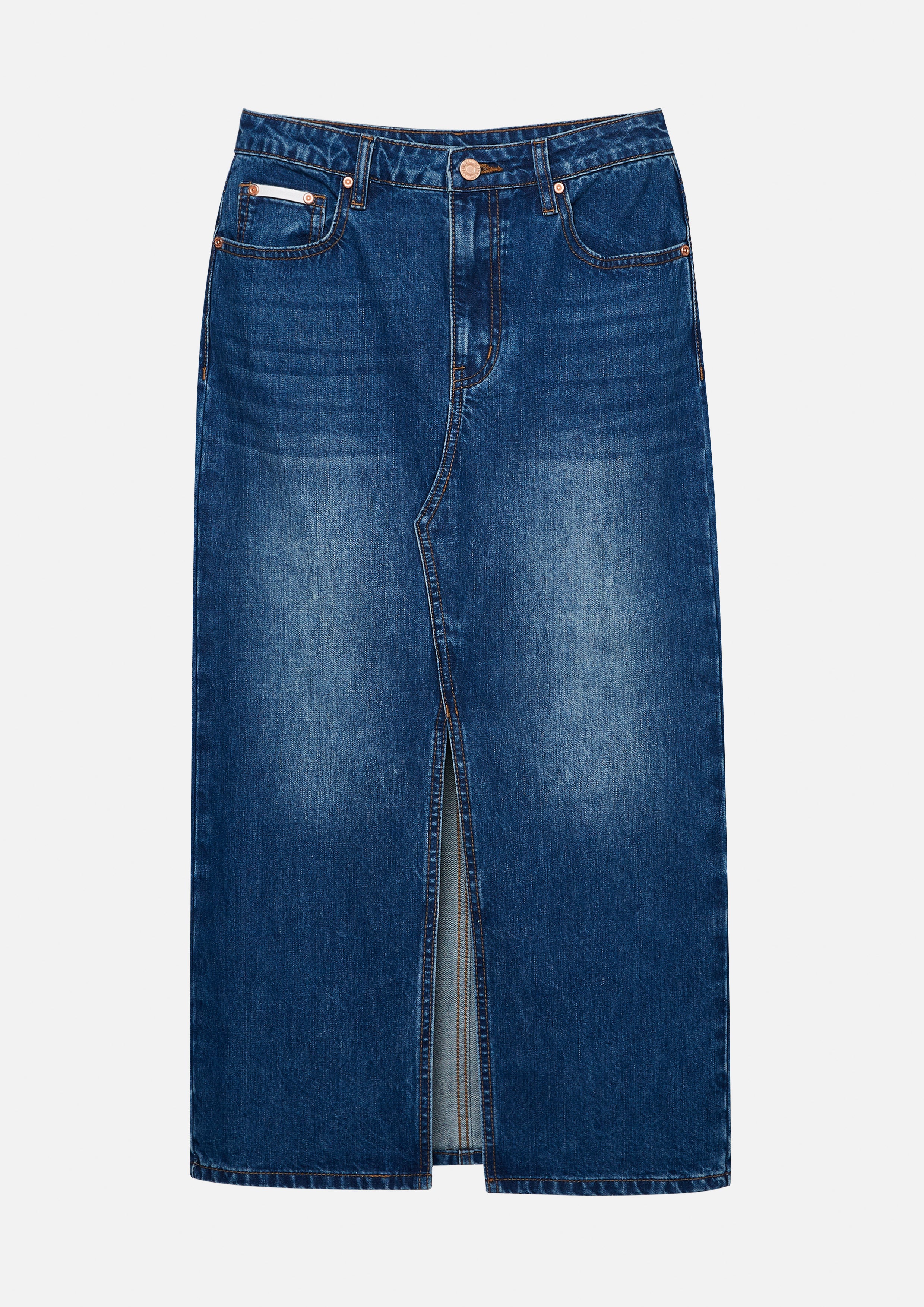 กระโปรงเดนิมเฟดผ่าหน้า คอลเลกชัน Basic Denim