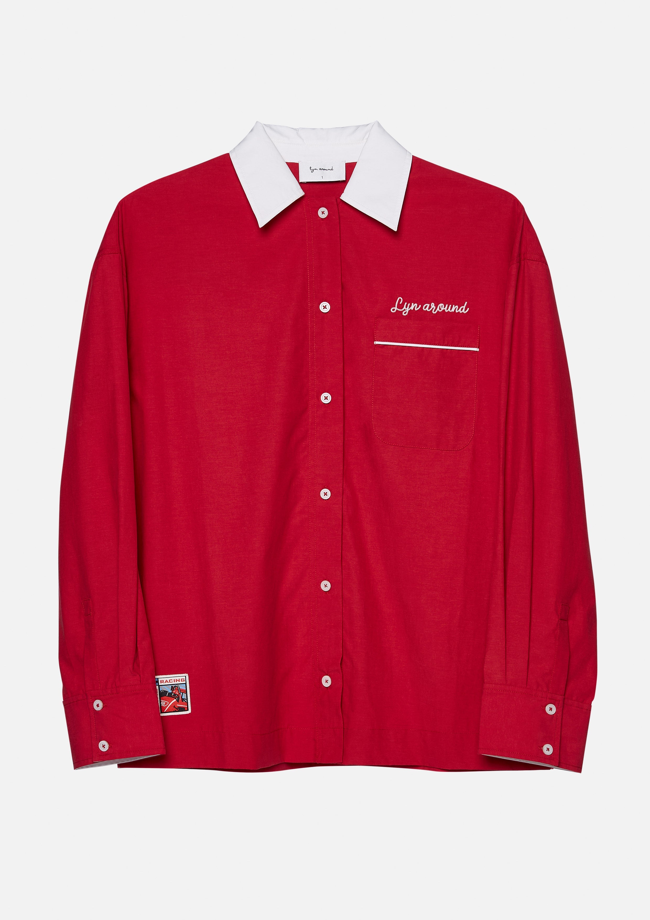 เสื้อเชิ้ตปกคอคอนทราสต์ปักโลโก้ คอลเลกชัน Speed Voyard