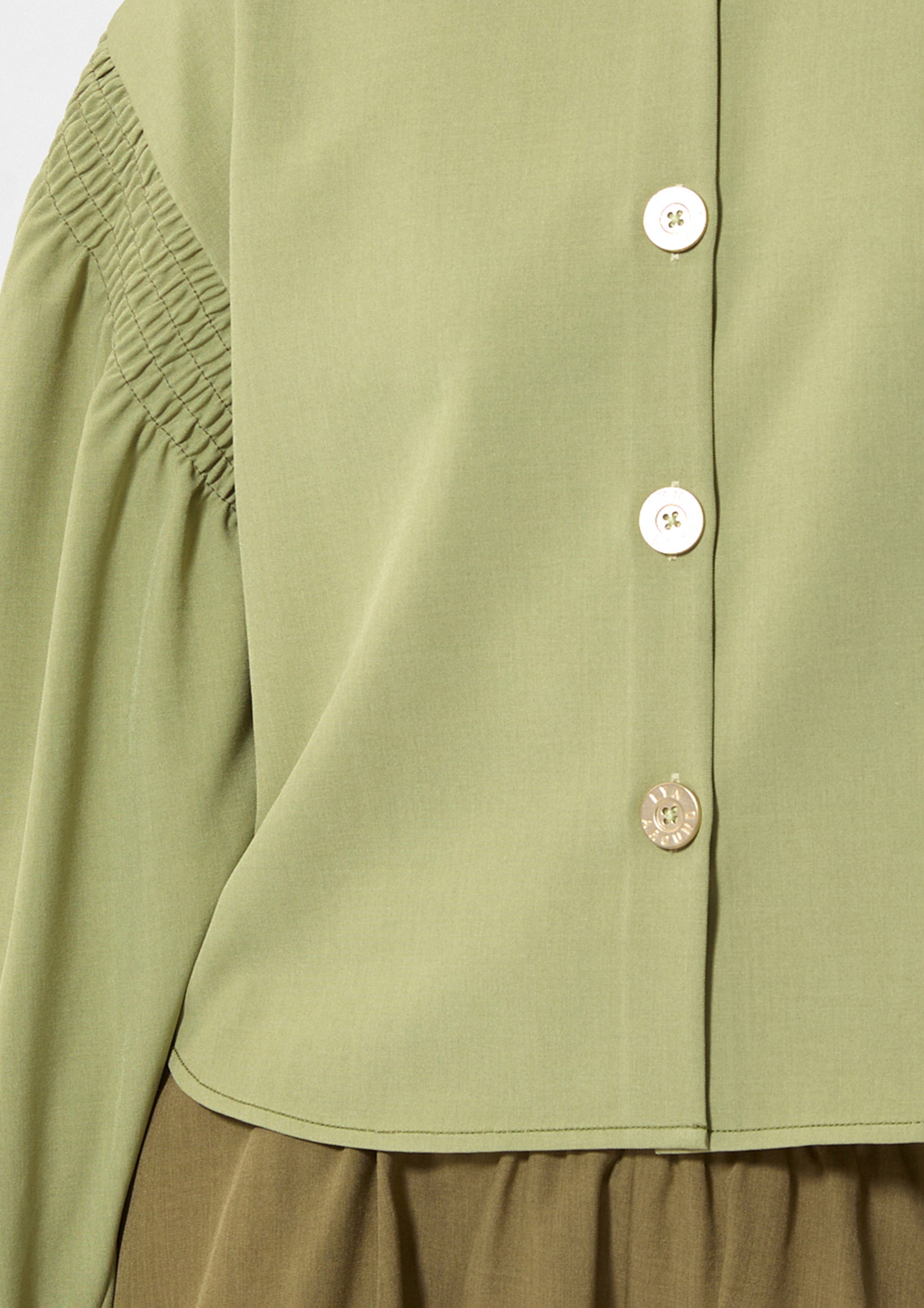 Smocked Long Sleeve Crop Shirt Play Spell
