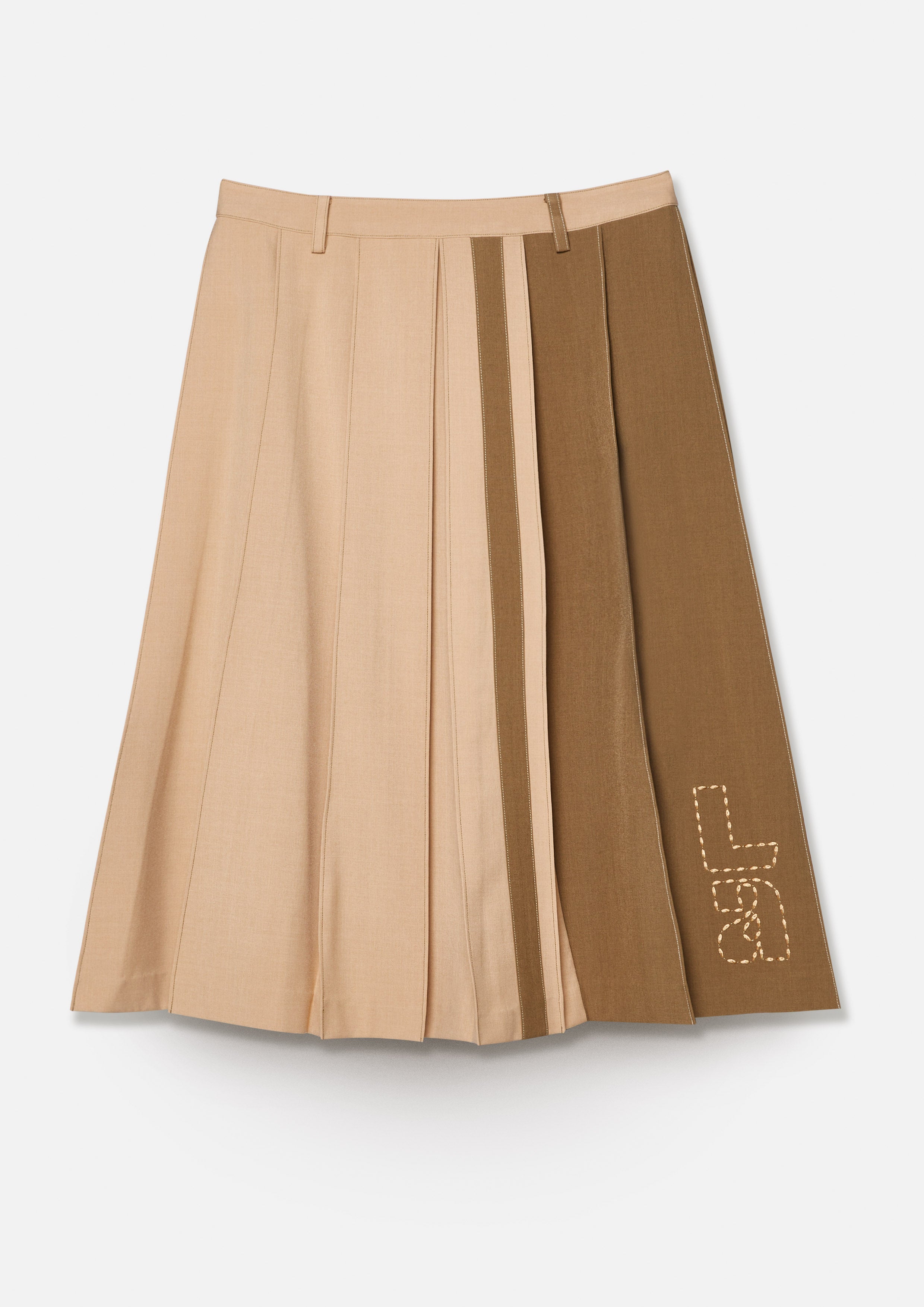 กระโปรงคลุมเข่าจับจีบสีพาแนล คอลเลกชัน Play Spell