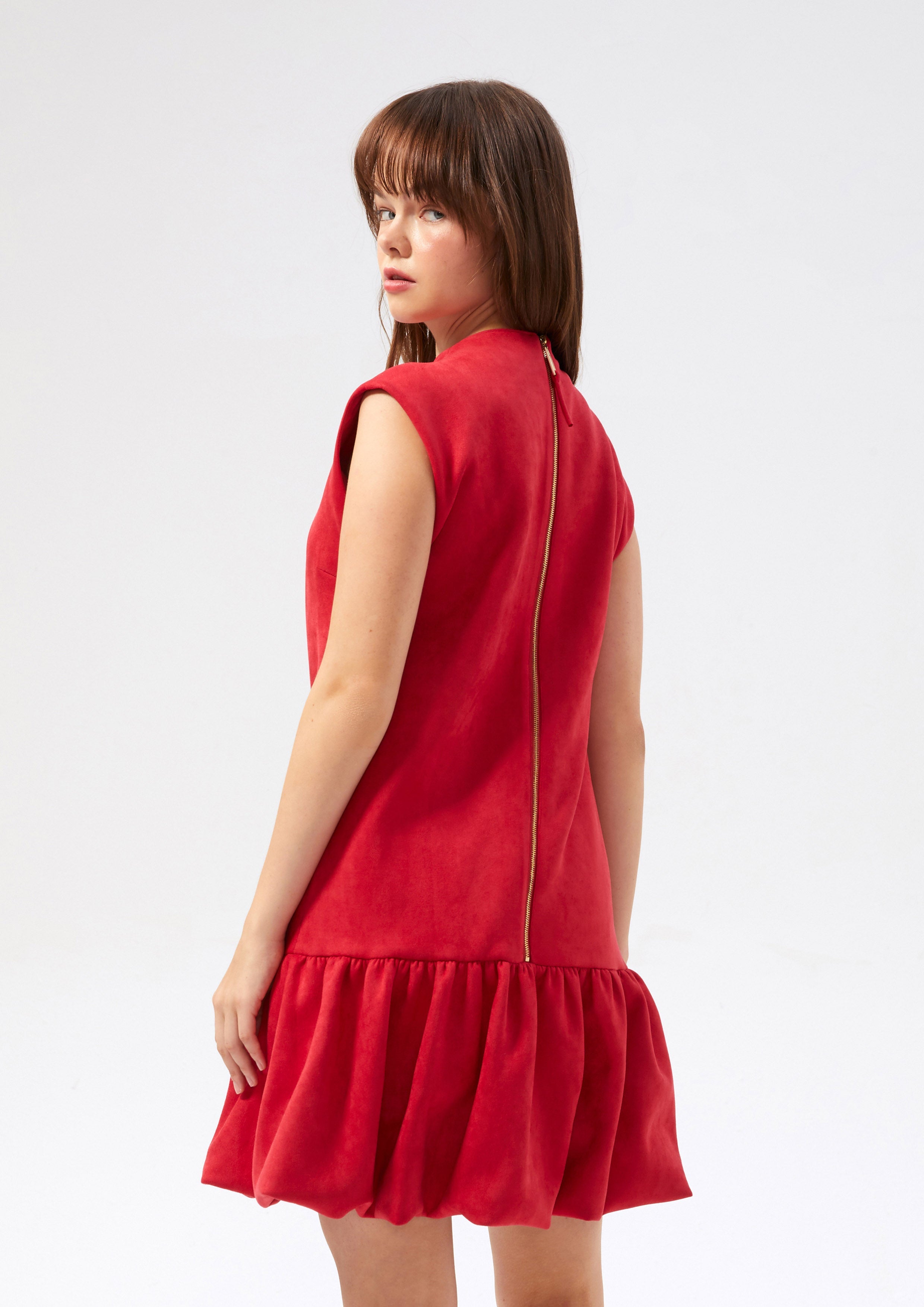 Puff Skirt Sleeveless Mini Dress Rouge Luck