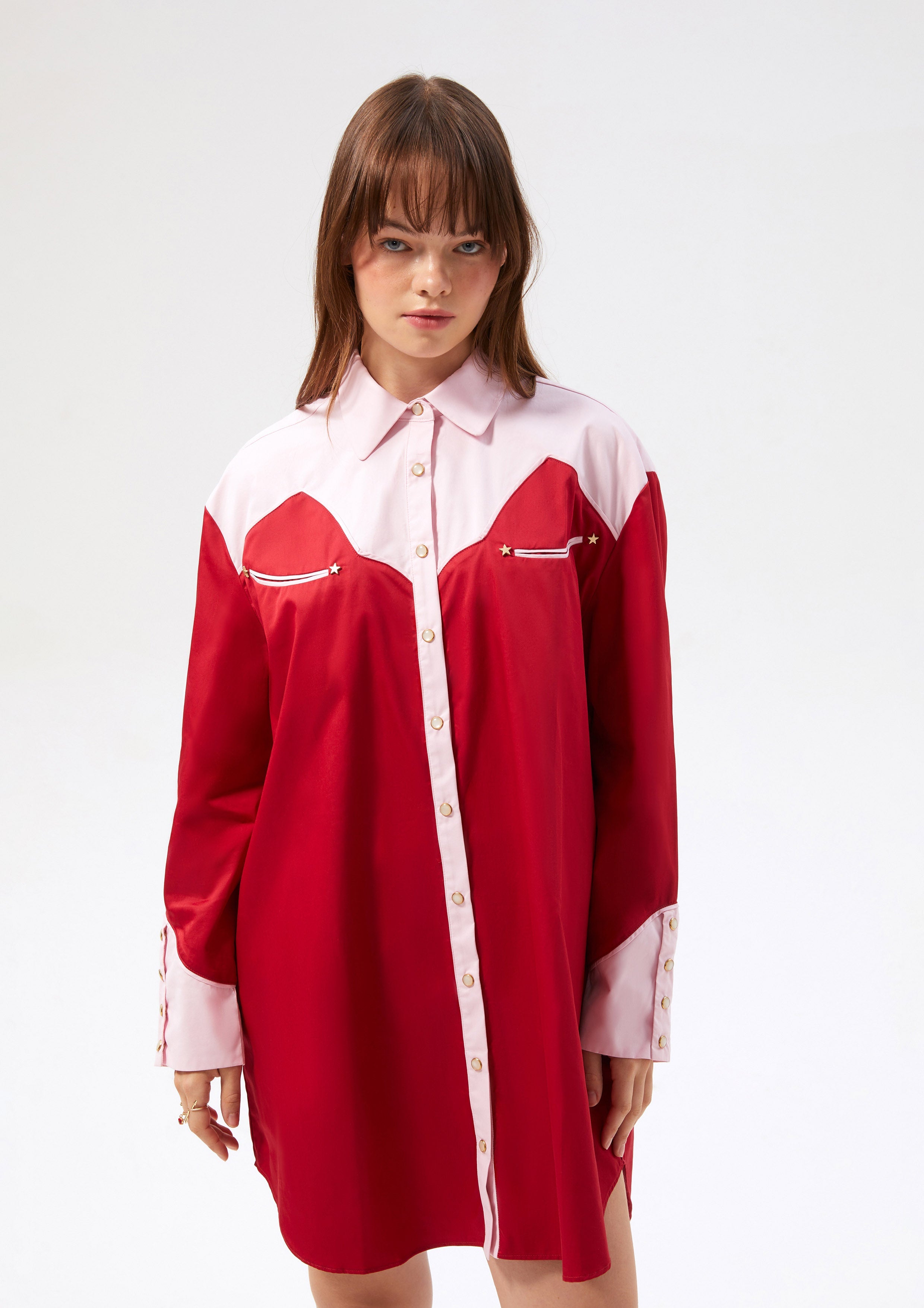Button Up Mini Dress Rouge Luck