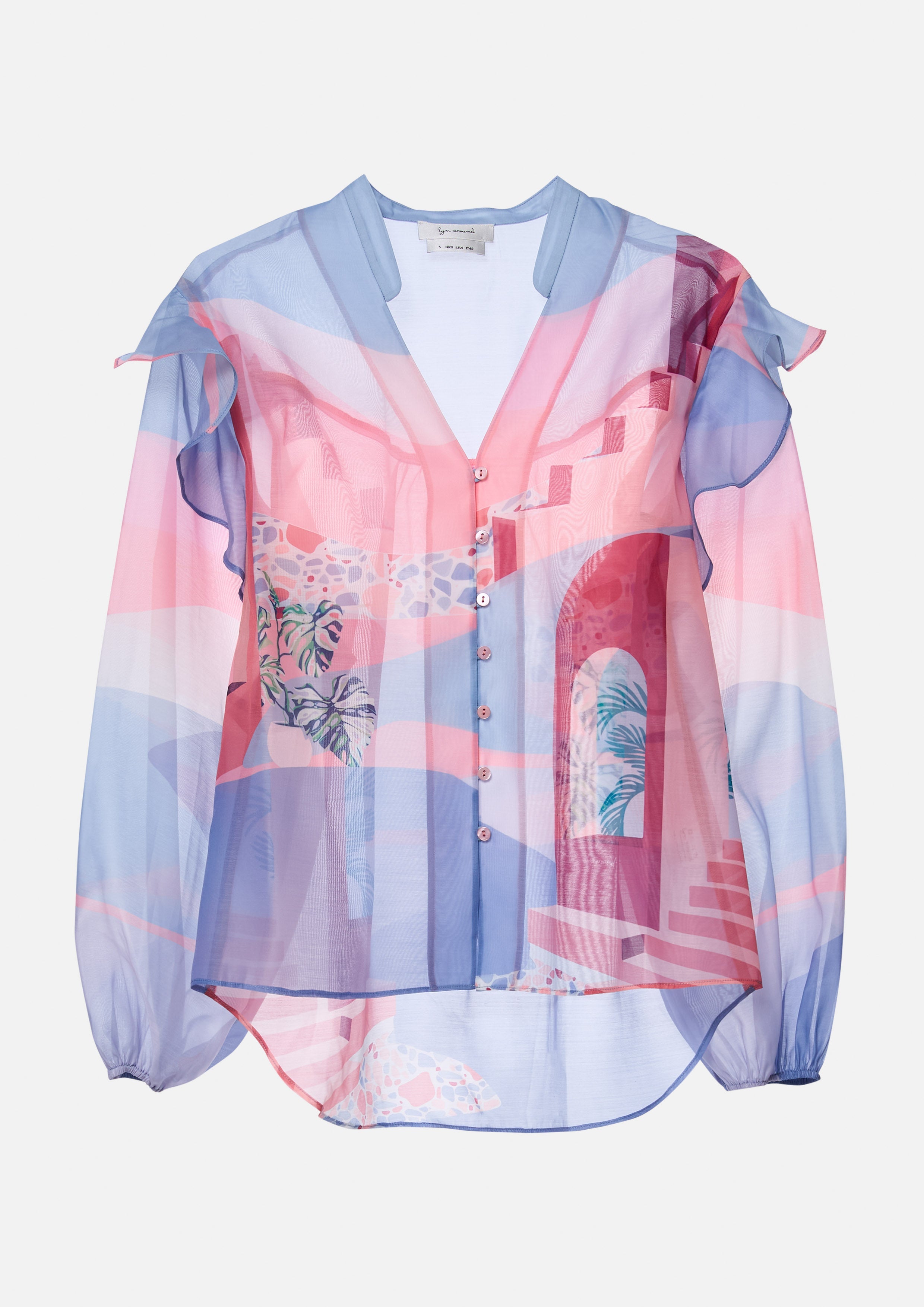 เสื้อเบล้าส์พิมพ์ลายผ้าเชียร์ คอลเลกชัน Neon Dreams