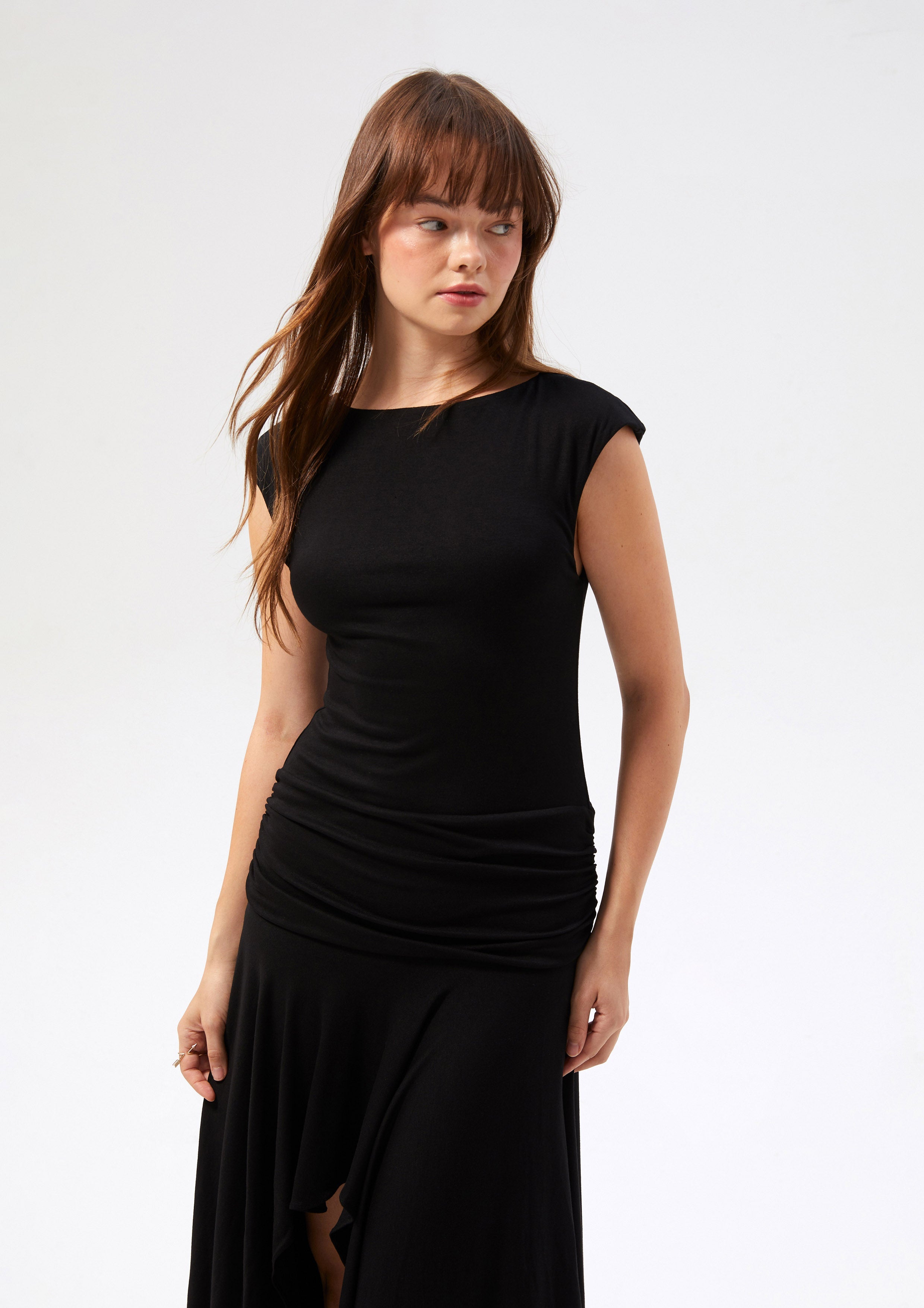 เดรสยาวแขนกุดกระโปรงอสมมาตร คอลเลกชัน Neon Dreams