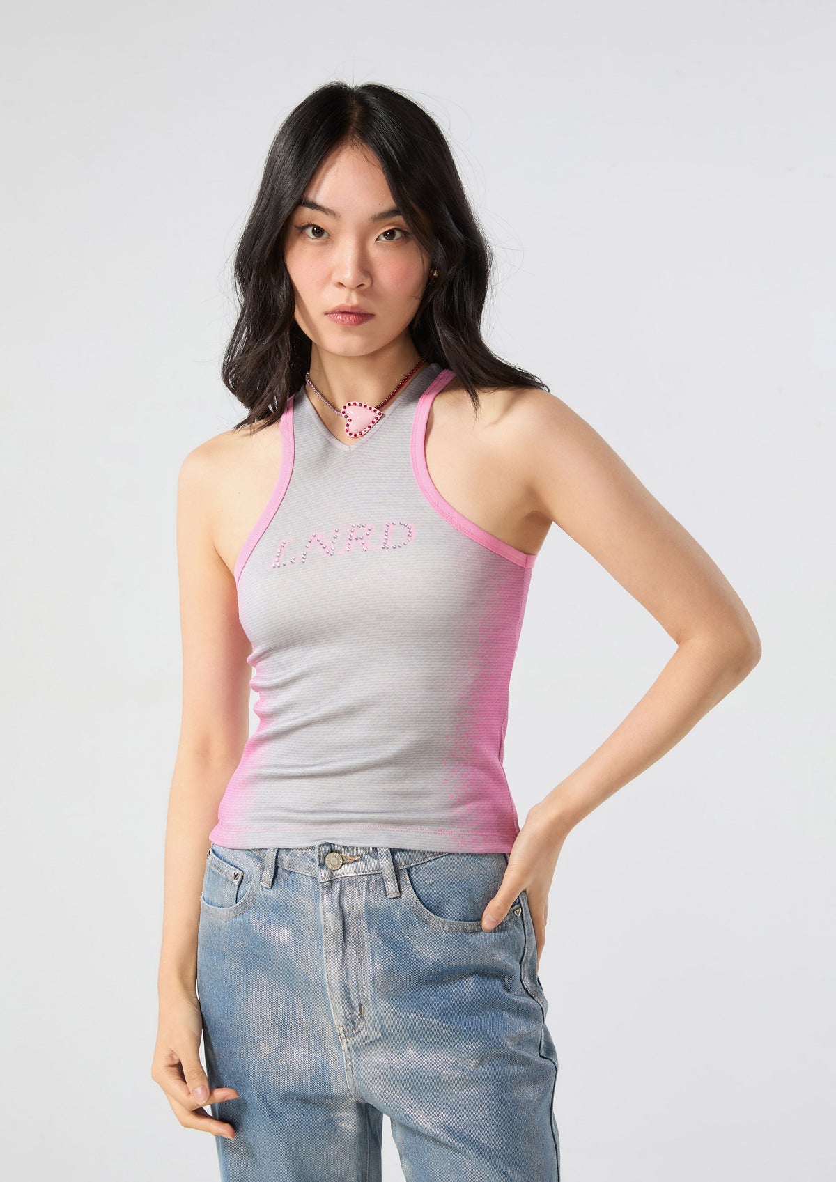 Create Your Signature Look with Ombre Crystal Logo Tank Top Neon 