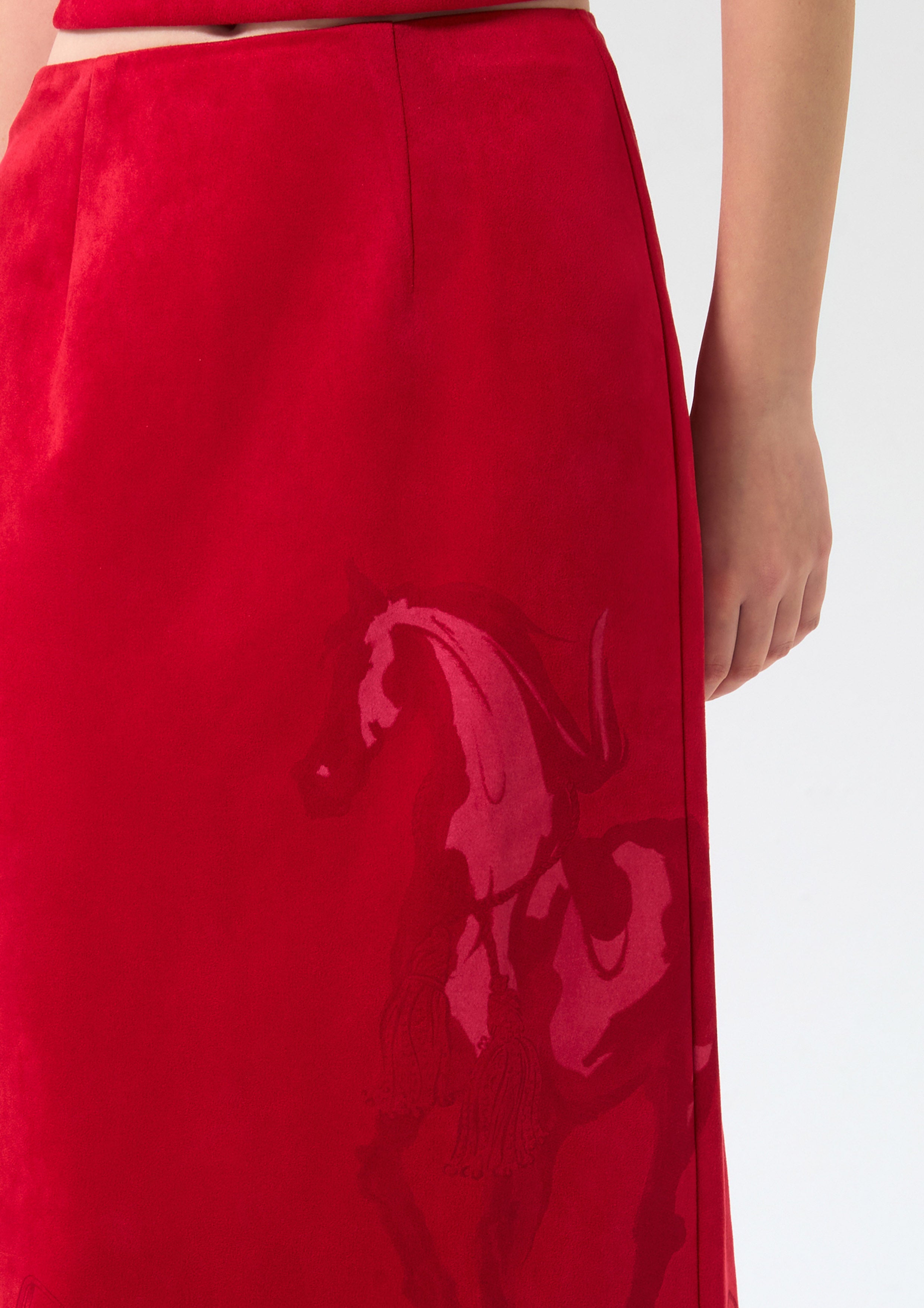 Velvet Pencil Skirt Rouge Luck