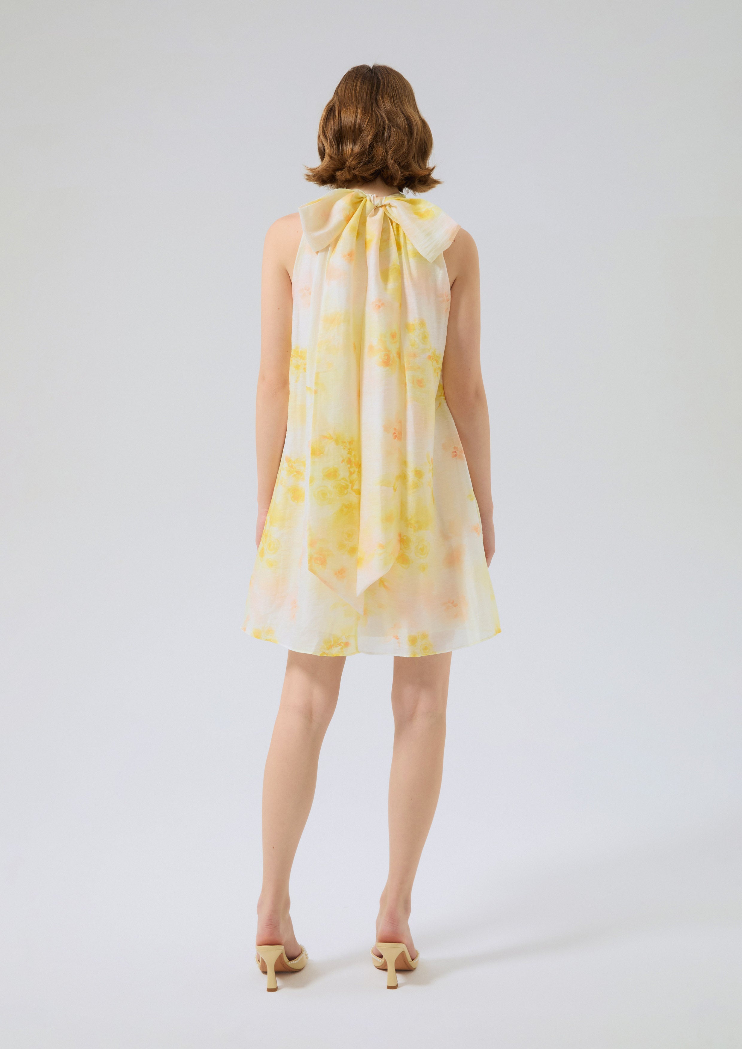 Print High Neck Mini Dress Rosewood Fleur