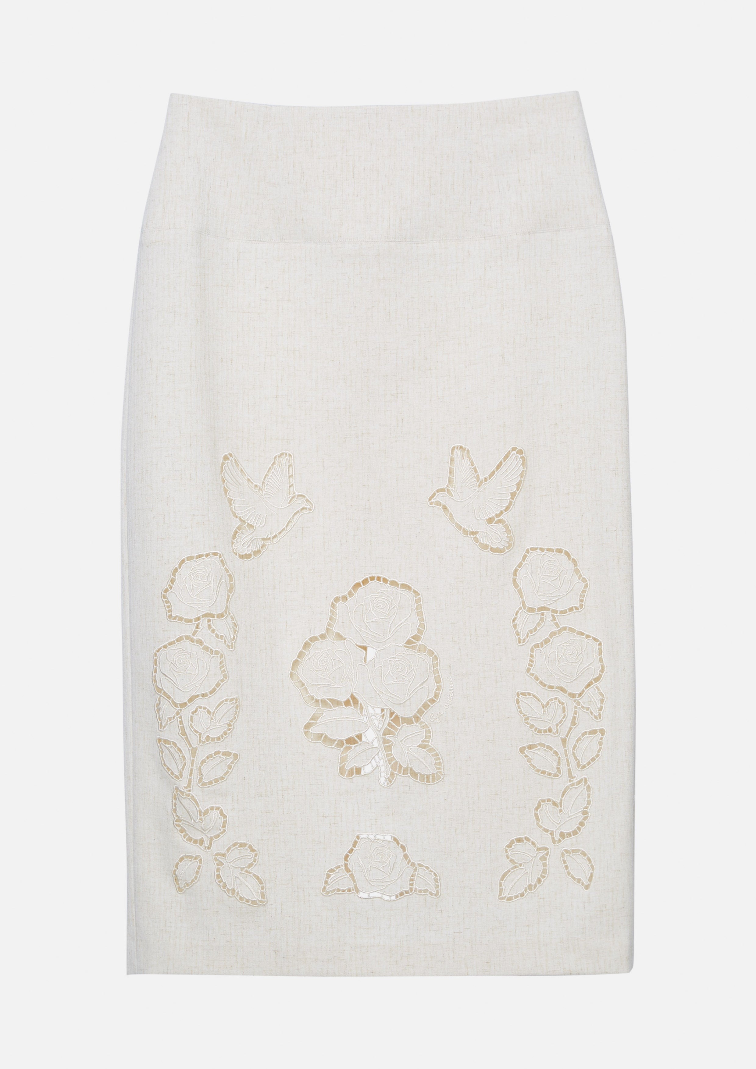 กระโปรงทรงดินสอฉลุลายดอกกุหลาบ คอลเลกชัน Rosewood Fleur