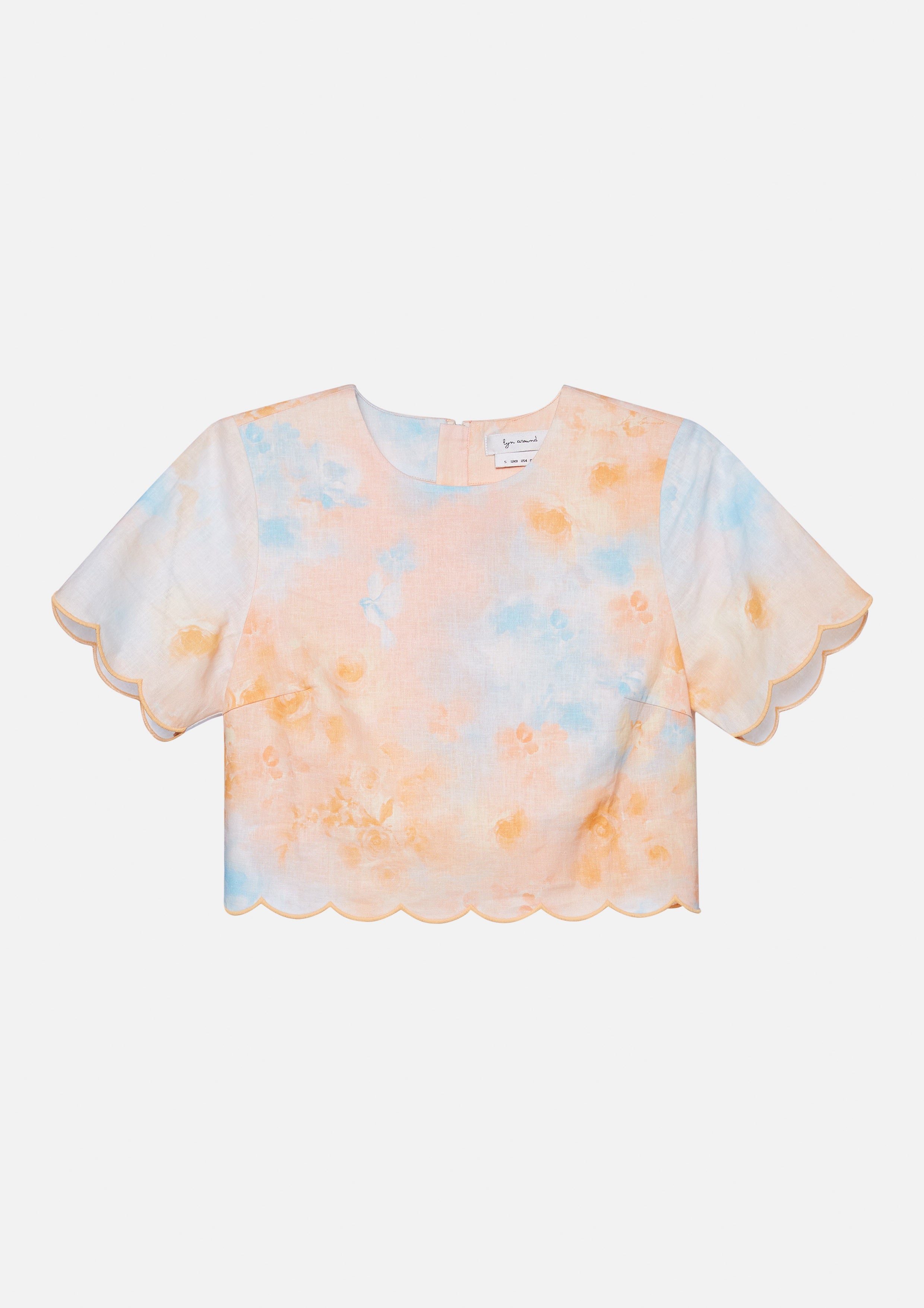 Print Scallop Top Rosewood Fleur