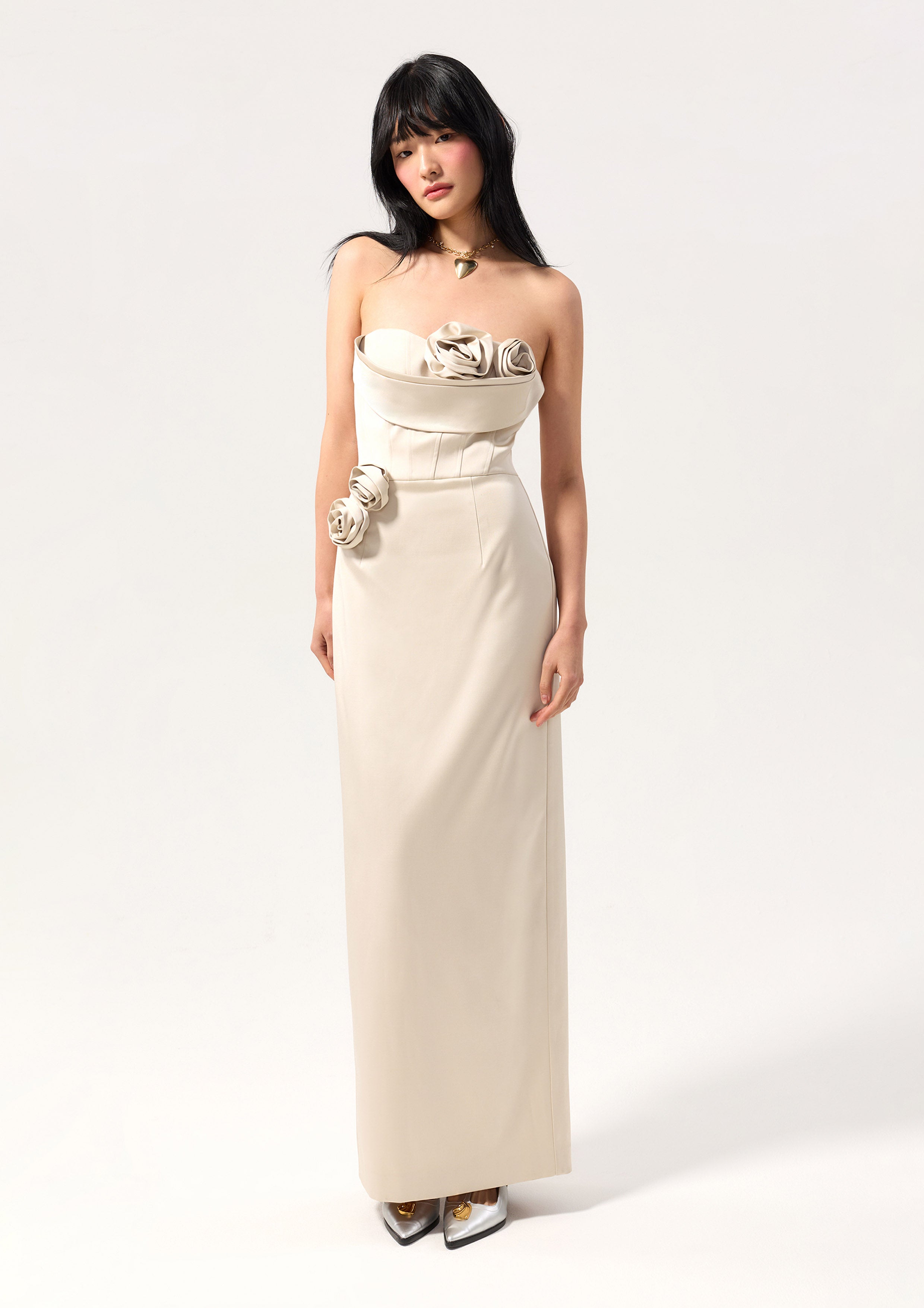 Create Your Signature Look with Rose Motif Embellished Satin Dress Rodeo  Rose