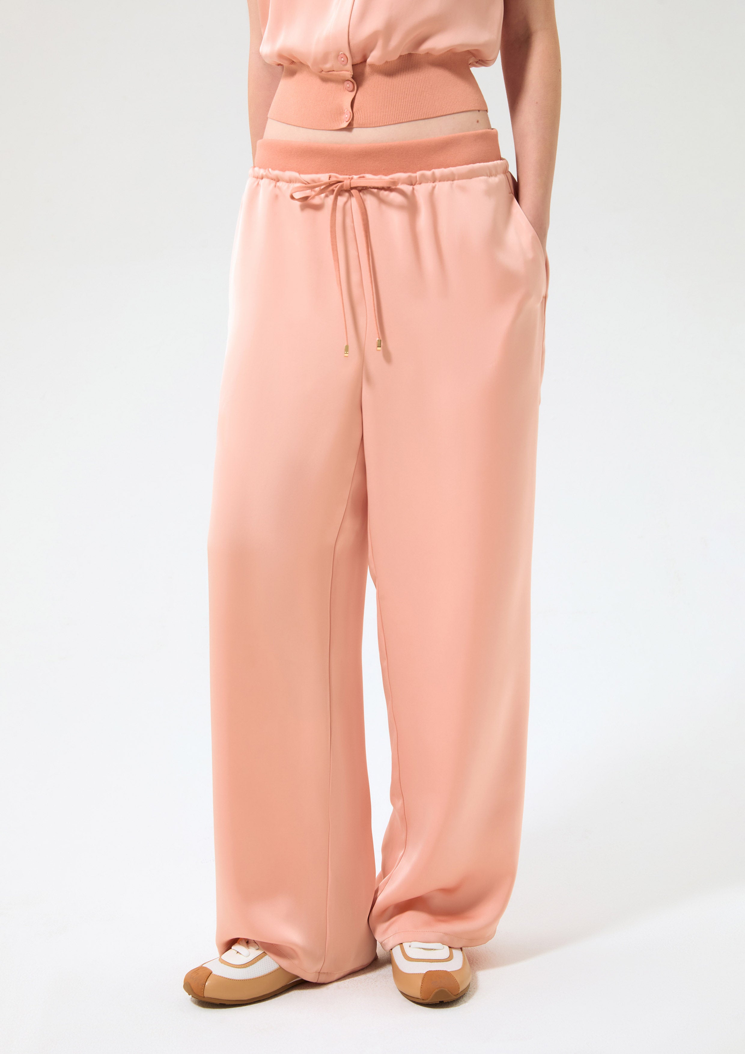 กางเกงแทร็คขายาวทรงหลวมผ้าซาติน คอลเลกชัน Rodeo Rose