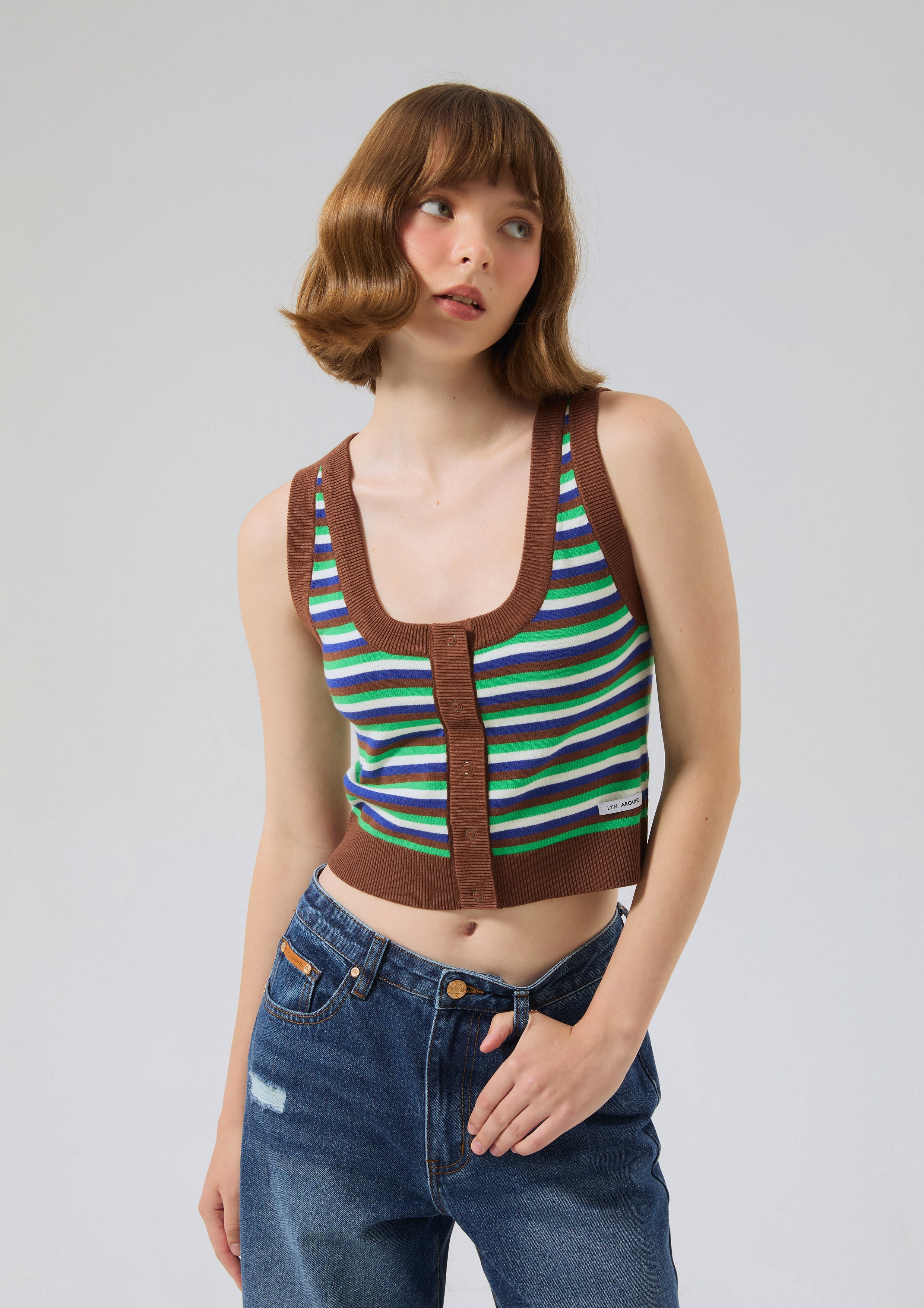 เสื้อครอปผ้านิตลายทาง คอลเลกชัน Miracle Voyard