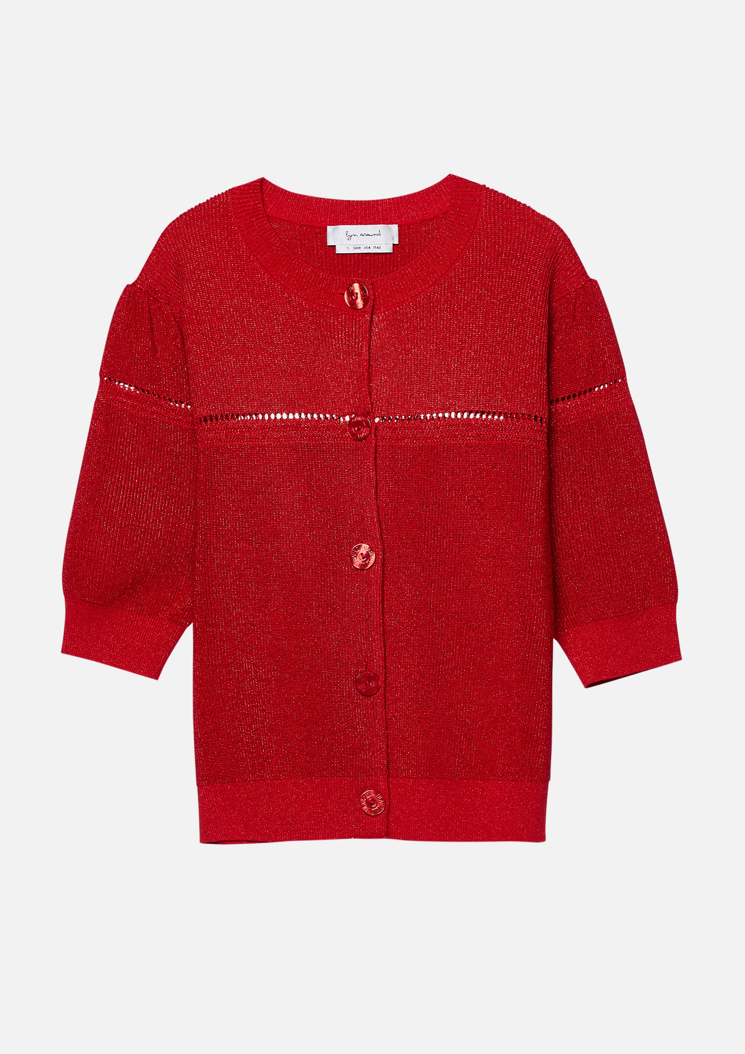 Button Knitted Blouse Rouge Luck