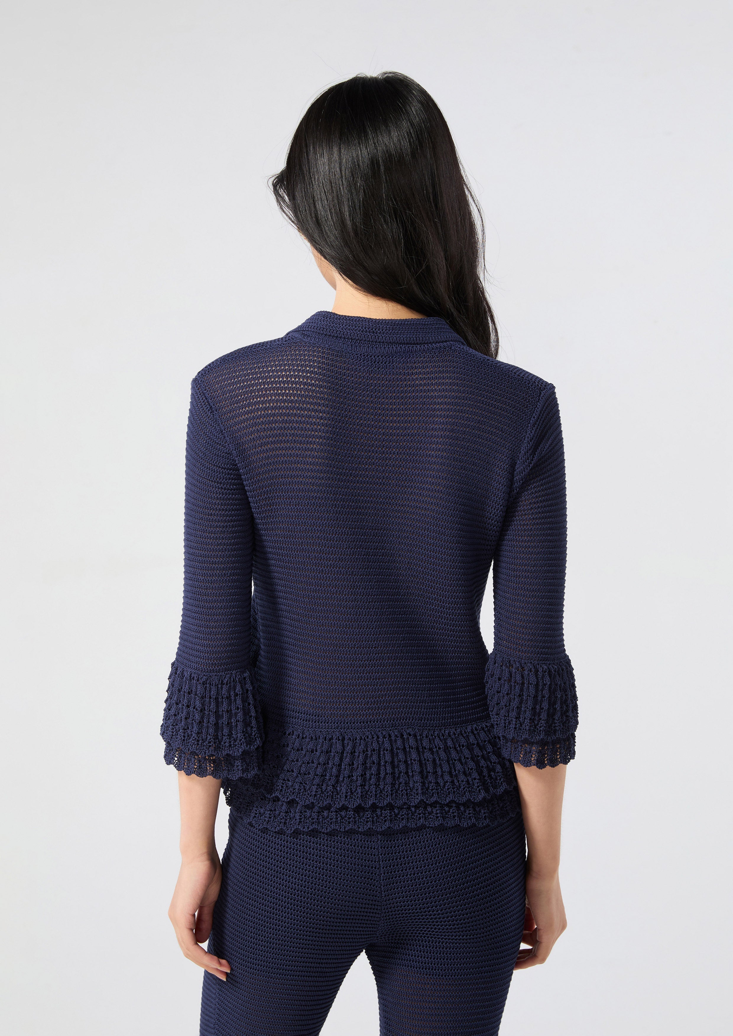 Knitted Lace Trim Blouse Neon Dreams