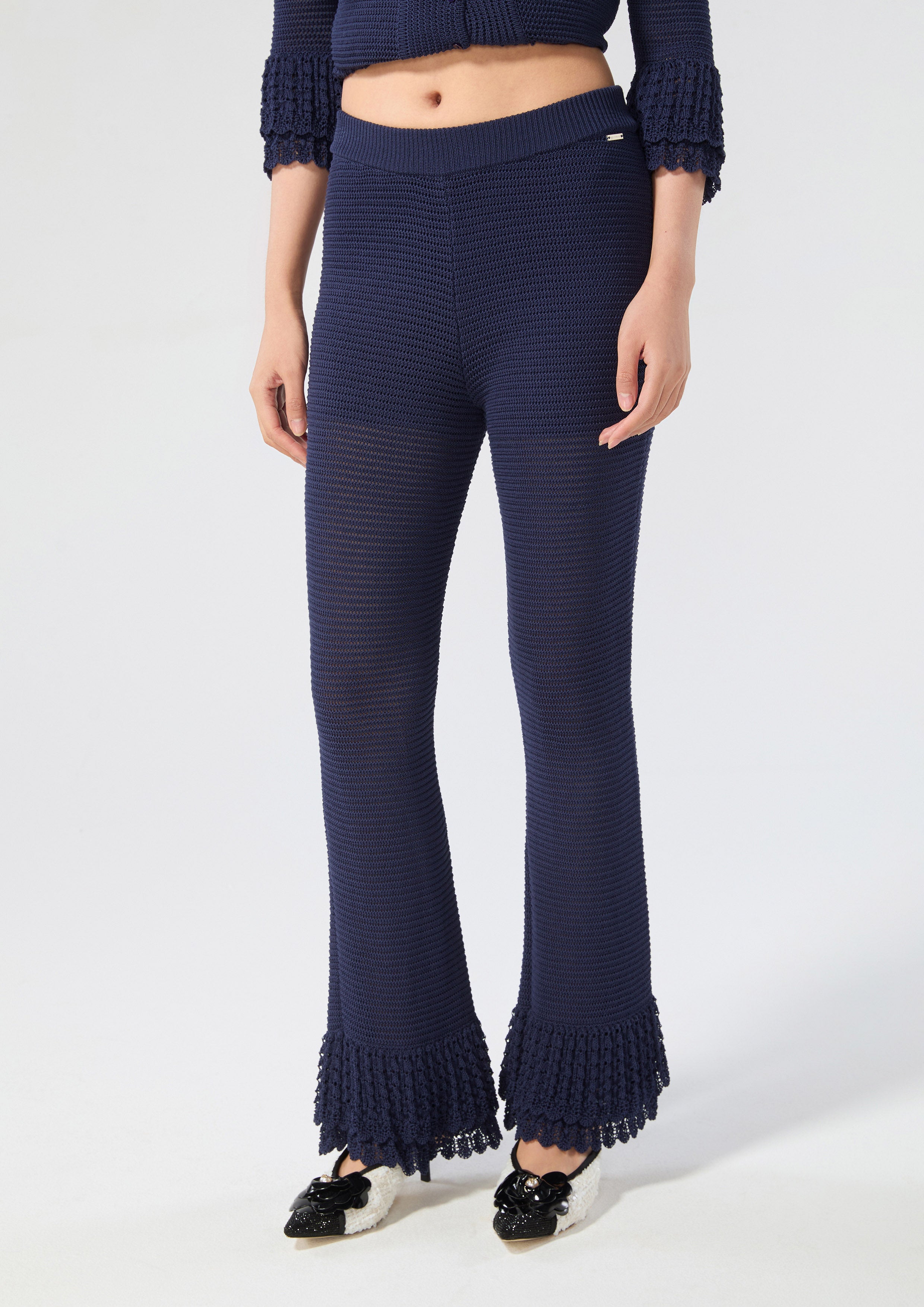 Lace Trim Flare Pants Neon Dreams