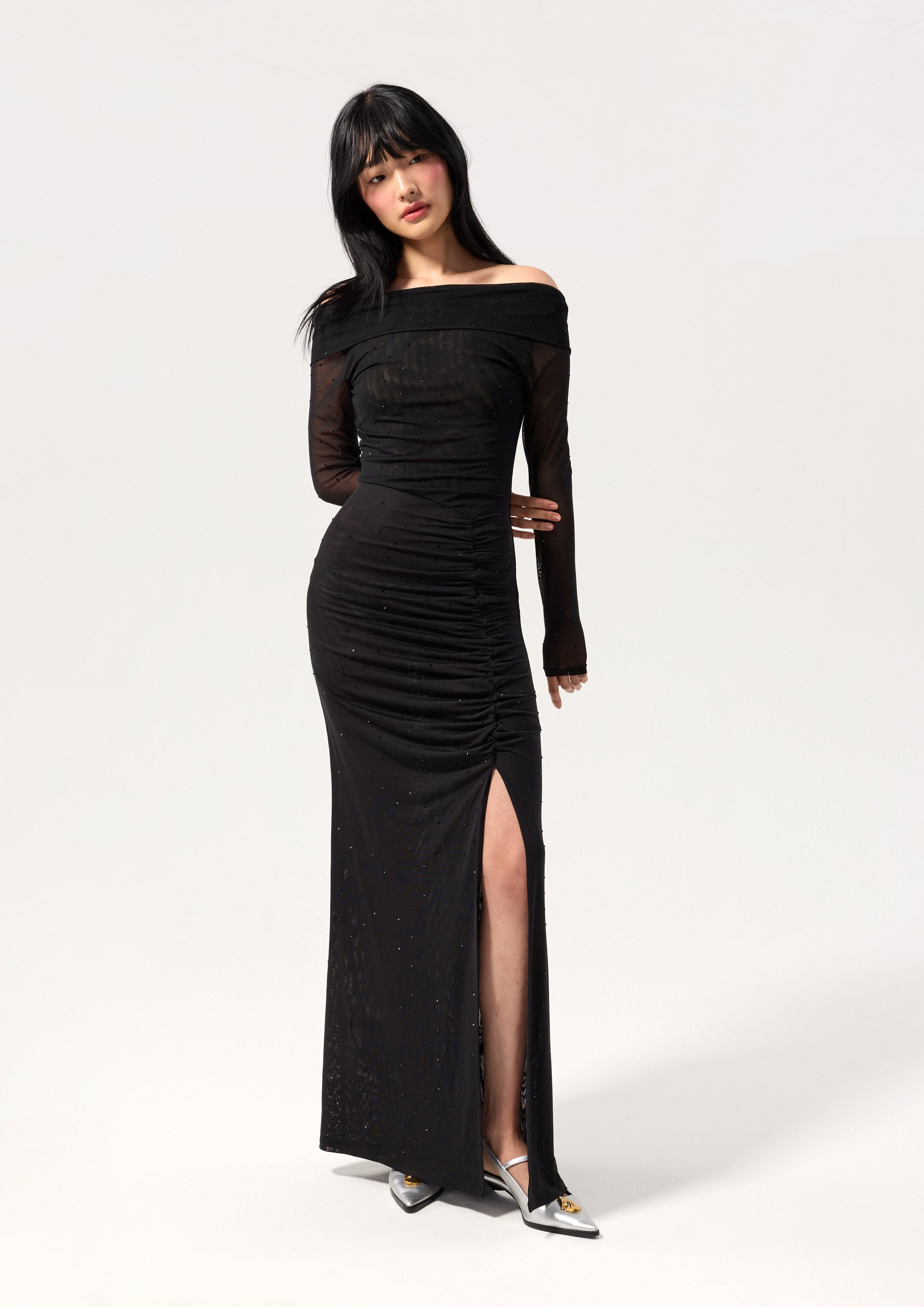 Create Your Signature Look with Sheer Side Slit Skirt Dress Texture Club
