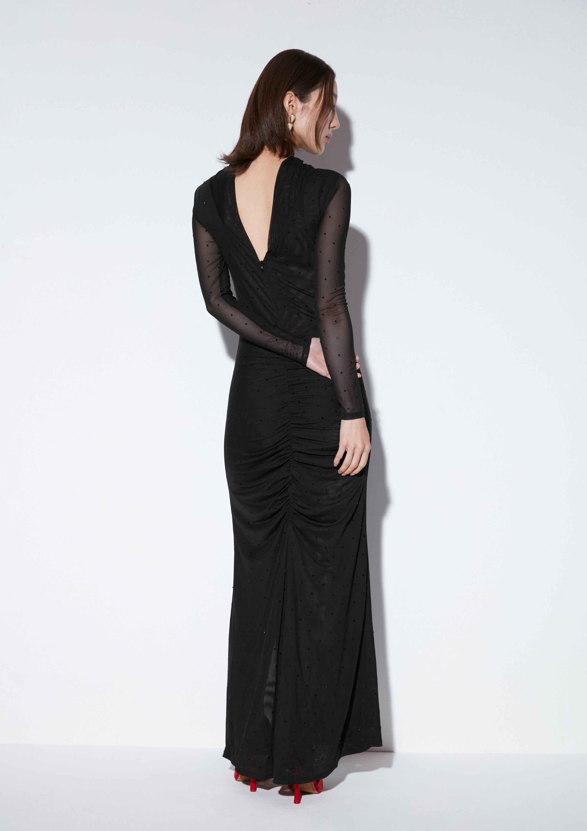 Sheer Side Slit Skirt Dress Texture Club