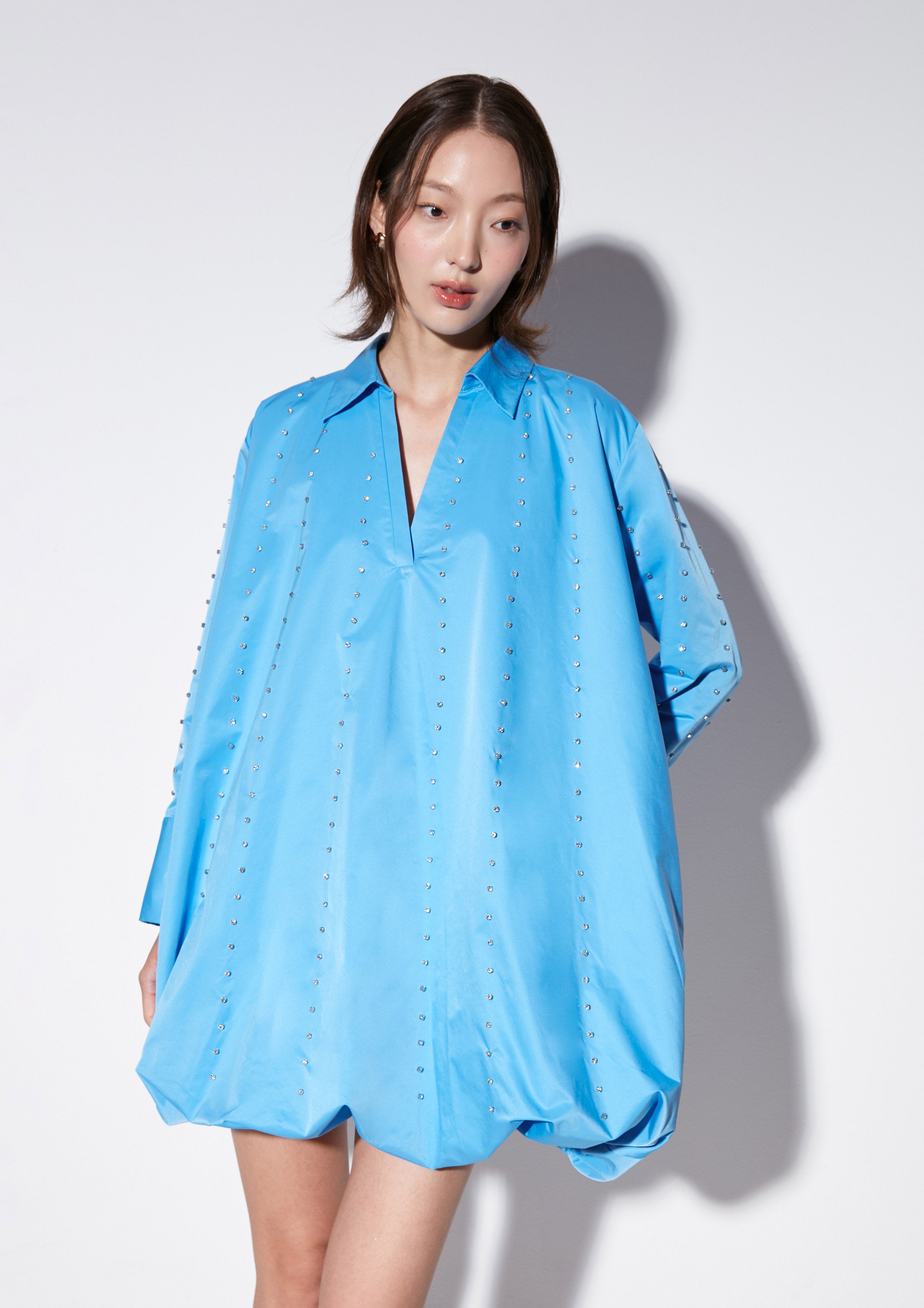 Crystal Embellished Puff Skirt Mini Dress Texture Club