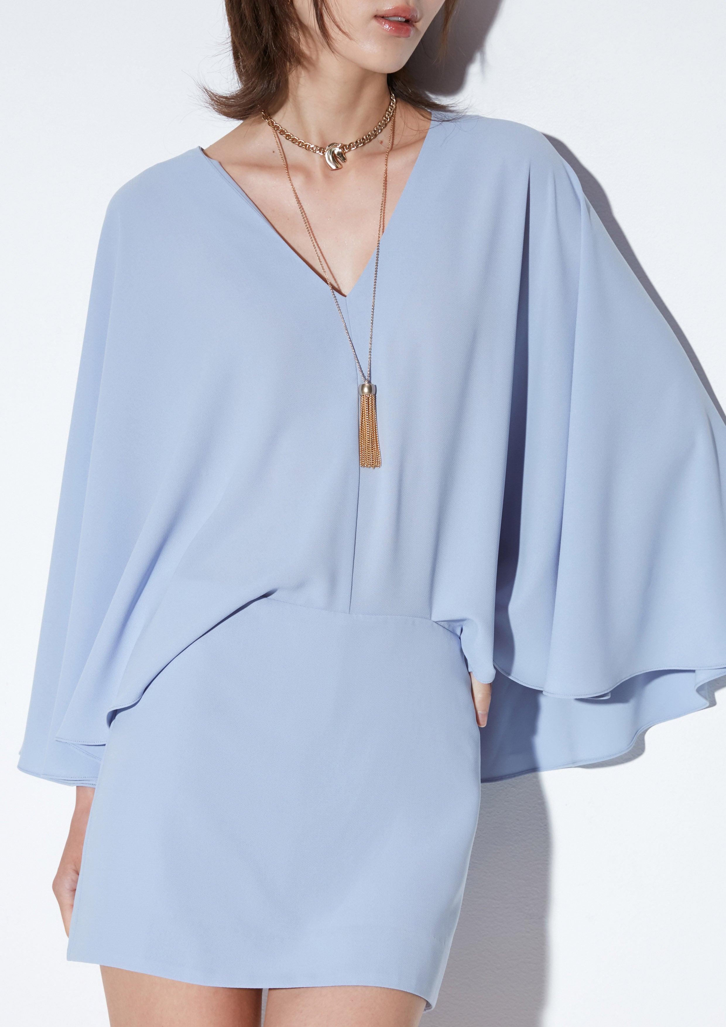 เดรสสั้นแขนเสื้อค้างคาว คอลเลกชัน Texture Club