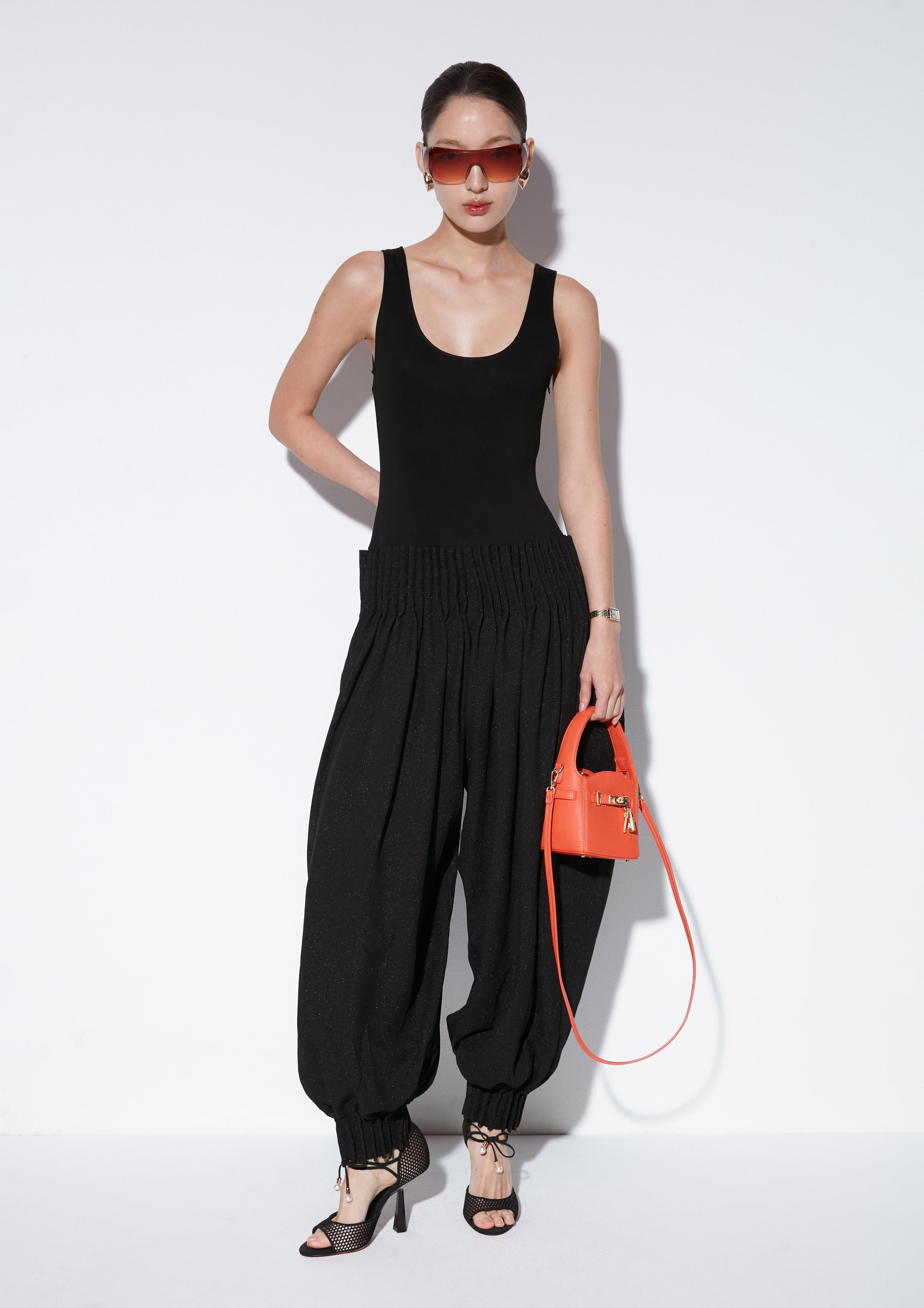 Curve Leg Sleeveless Jumpsuit Texture Club