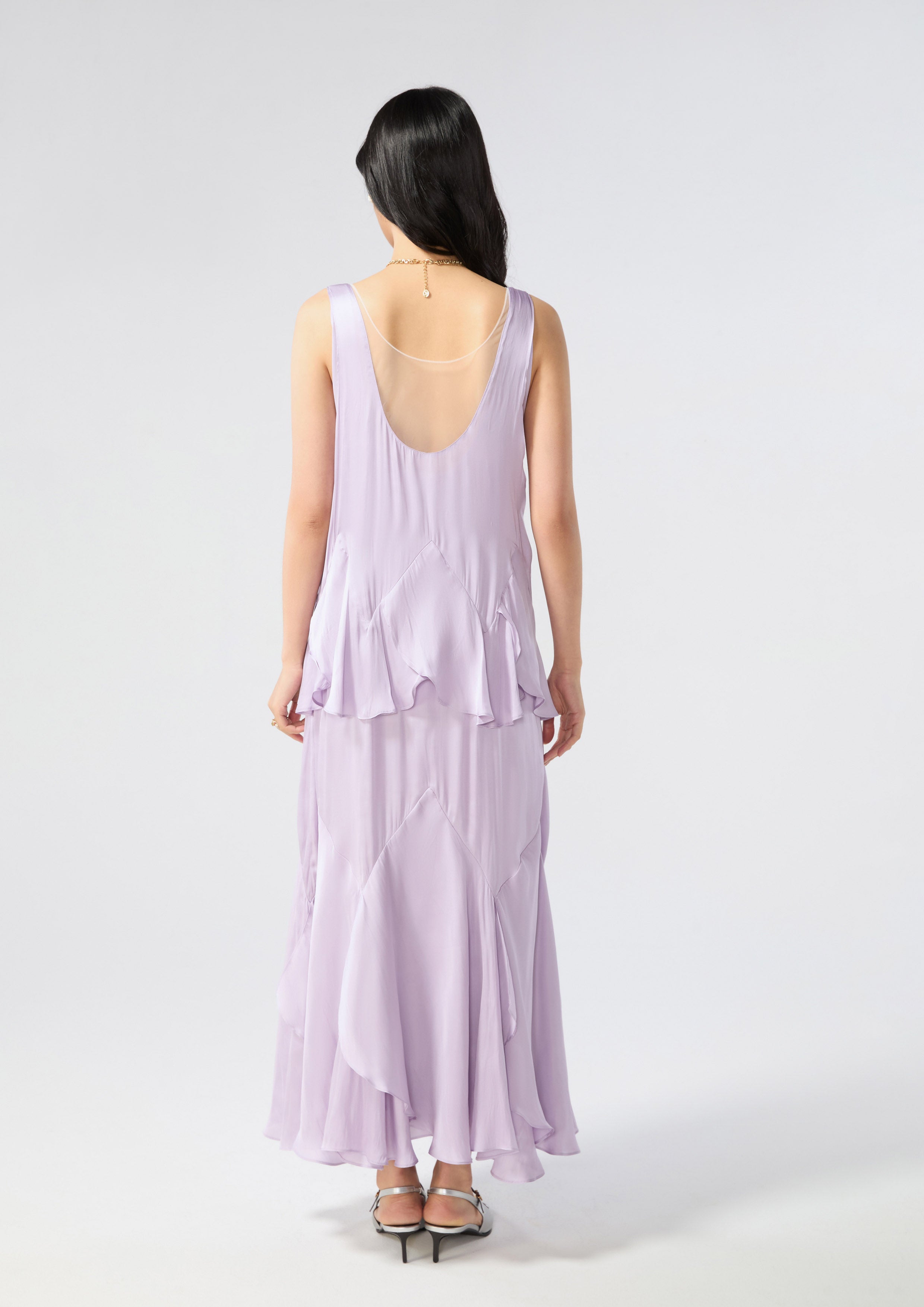 เดรสซาตินแต่งระบายต่อชั้น คอลเลกชัน Rodeo Rose