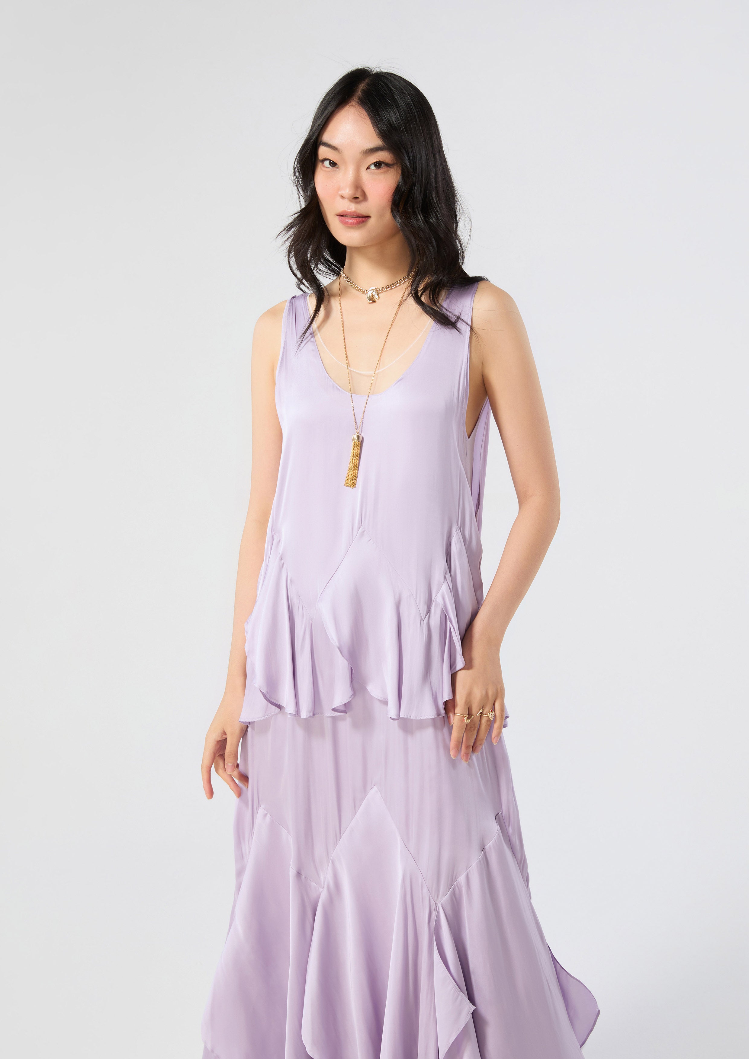 Satine Ruffle Flare Dress Rodeo Rose