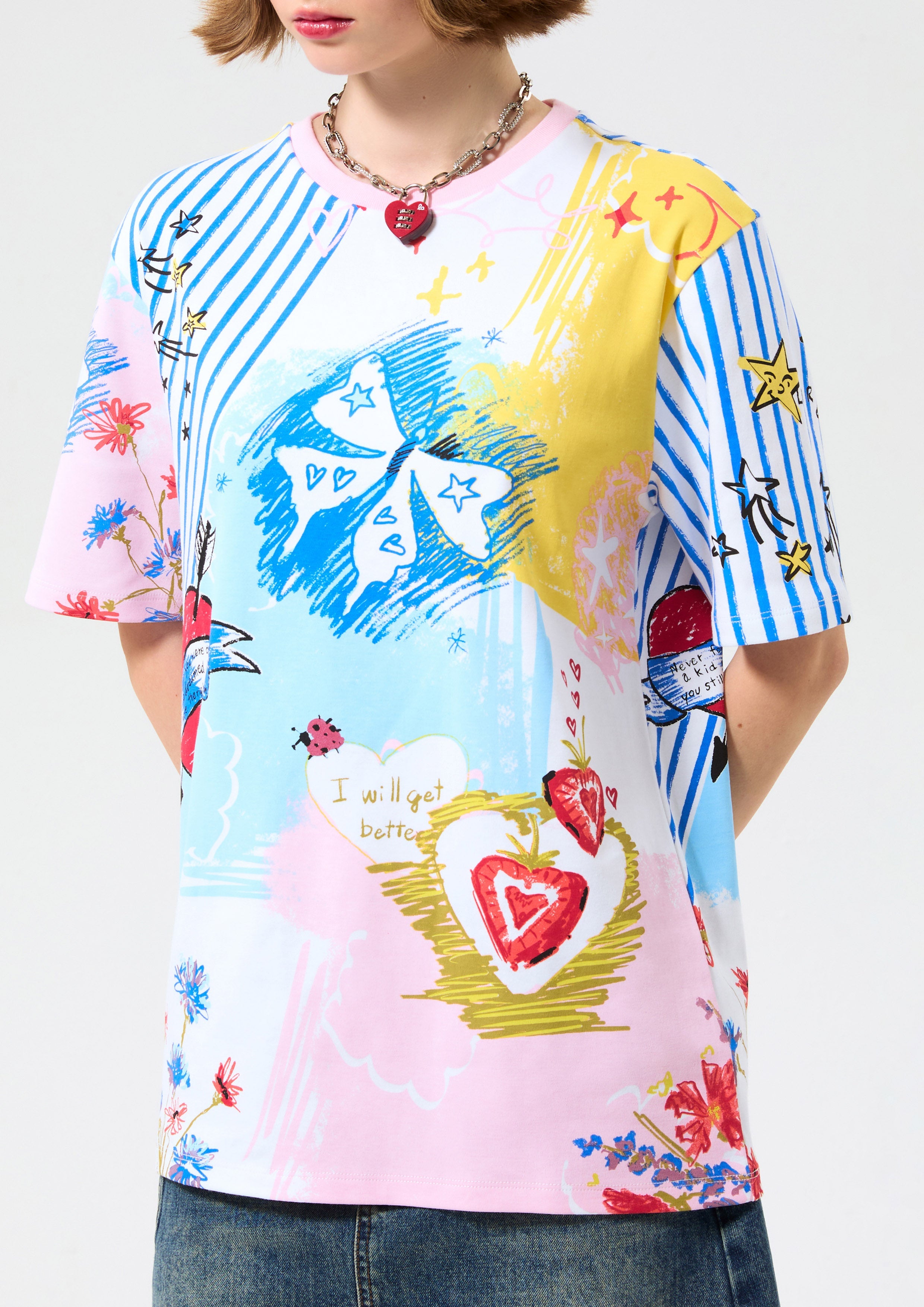 เสื้อยืดแขนสั้นพิมพ์ลายกราฟฟิค คอลเลกชัน Cruise to the Full Bloom