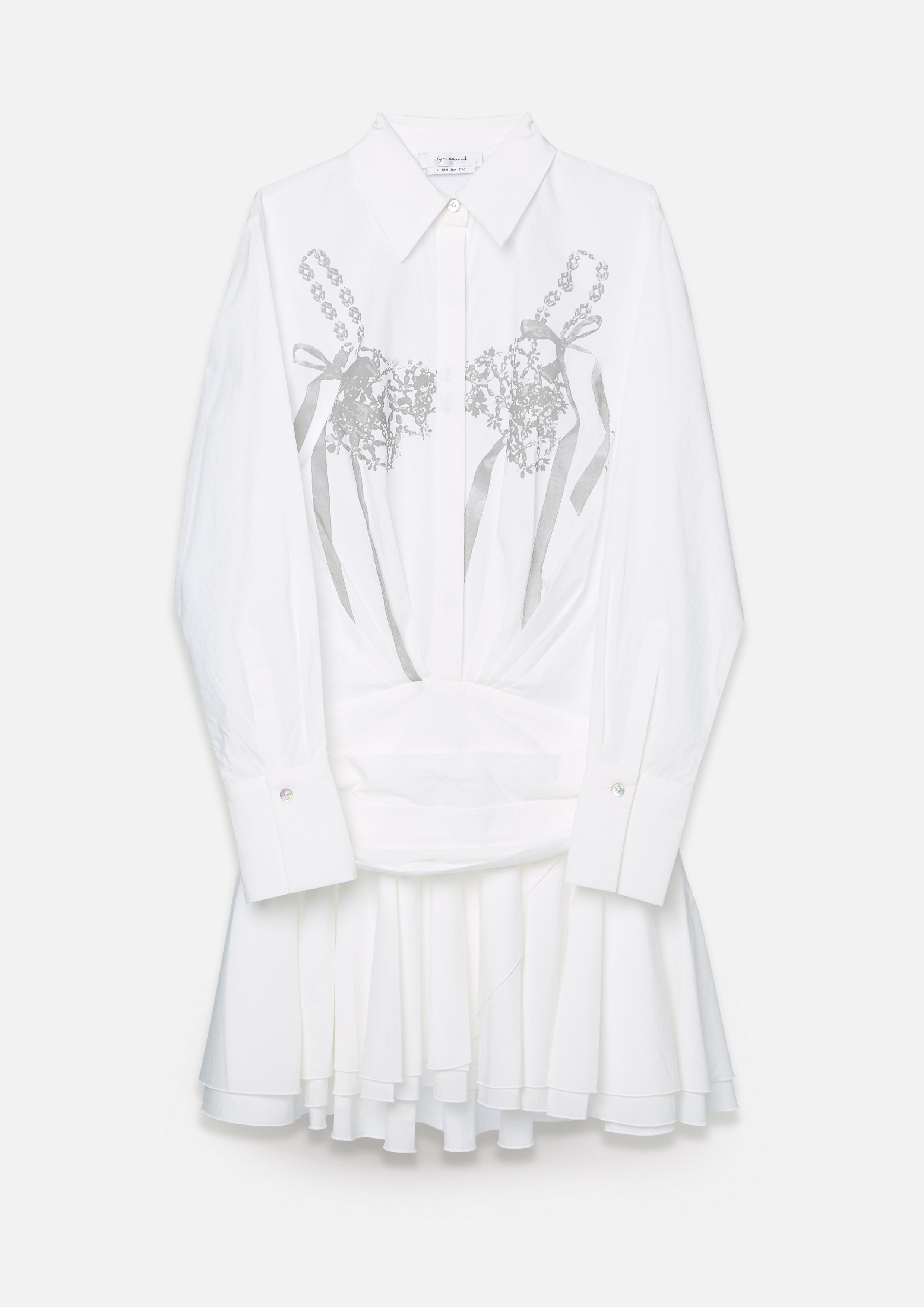 Print Long Sleeve Mini Shirt Dress Working on Board